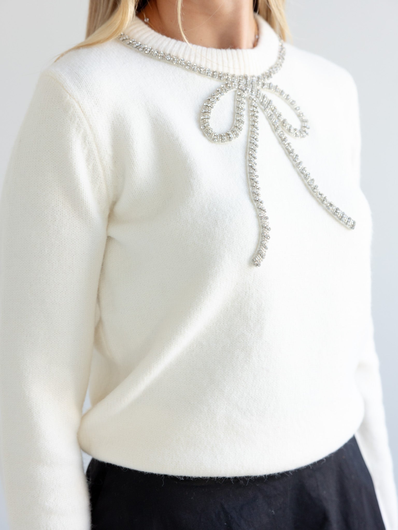 Eloise Bow Sweater for Women - Elegant Knit Pullover with Bow Detail | Perfect for Office, Dates & Fall Fashion