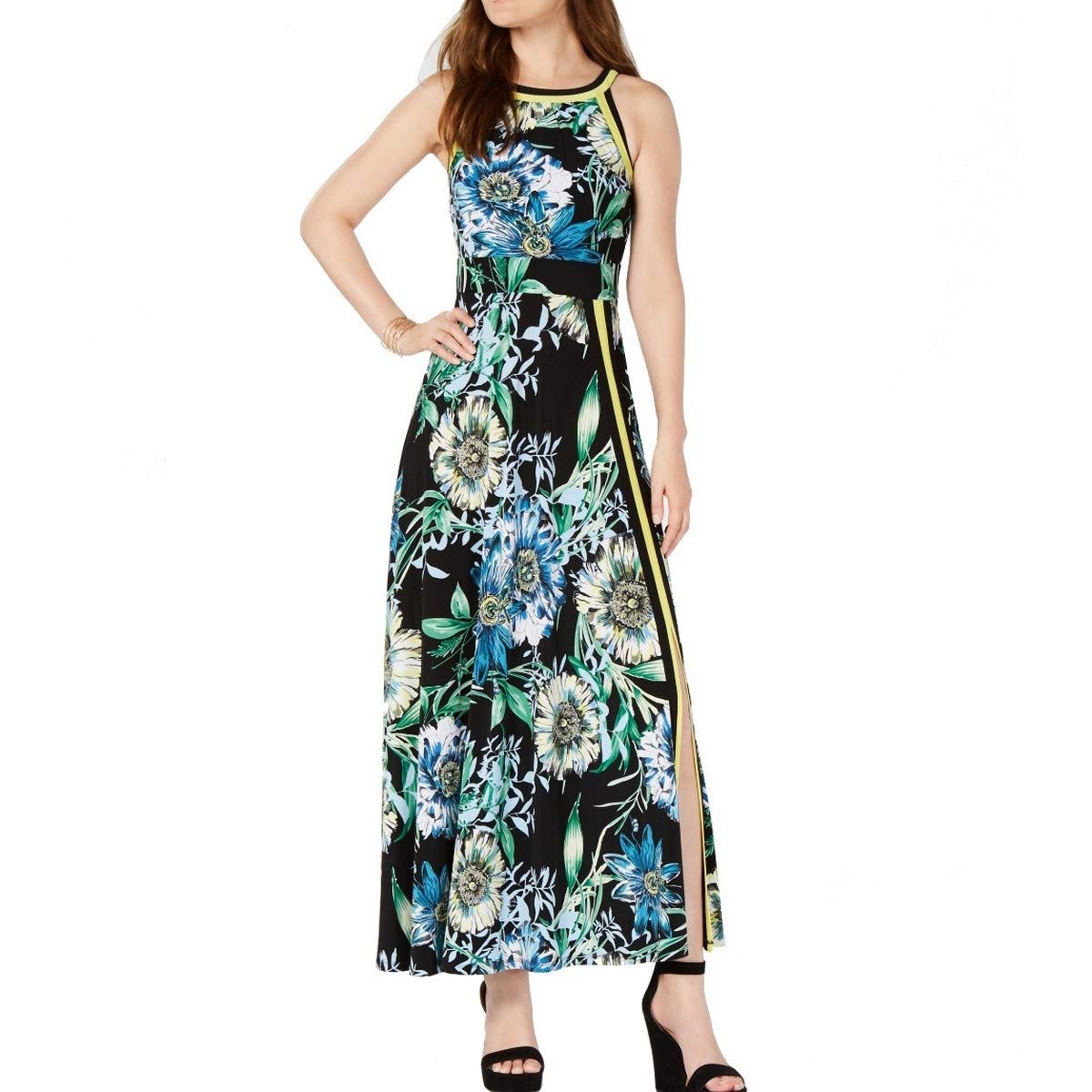 INC Women's Floral Print Halter Neck Maxi Dress - Summer Beach Wedding Party & Vacation Outfit