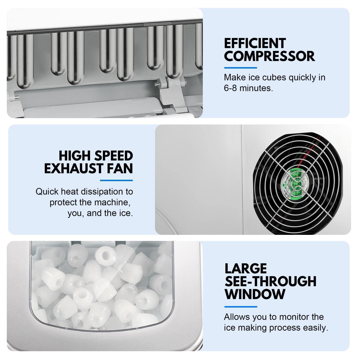 OKADA Portable Countertop Ice Maker Machine - 9 Ice Cubes in 6 Minutes, 26 lbs Daily - Compact Electric Ice Maker with Removable Basket & Scoop (Silver) - Perfect for Home, Office, Parties & Outdoor Use