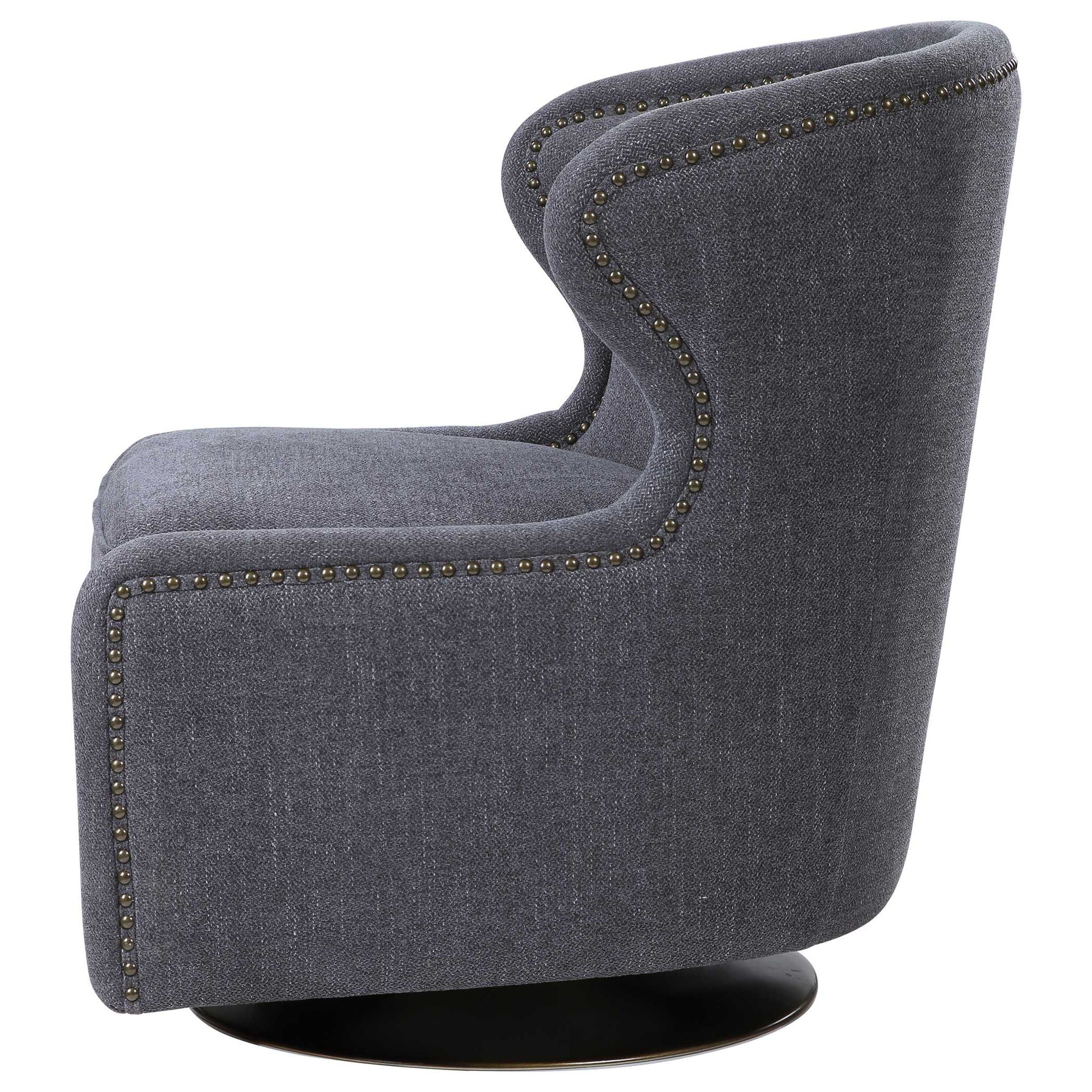 Biscay Swivel Chair Dark Gray - Modern Office Chair for Home & Workspace - Comfortable 360 Degree Rotating Desk Chair for Study, Gaming, and Relaxation