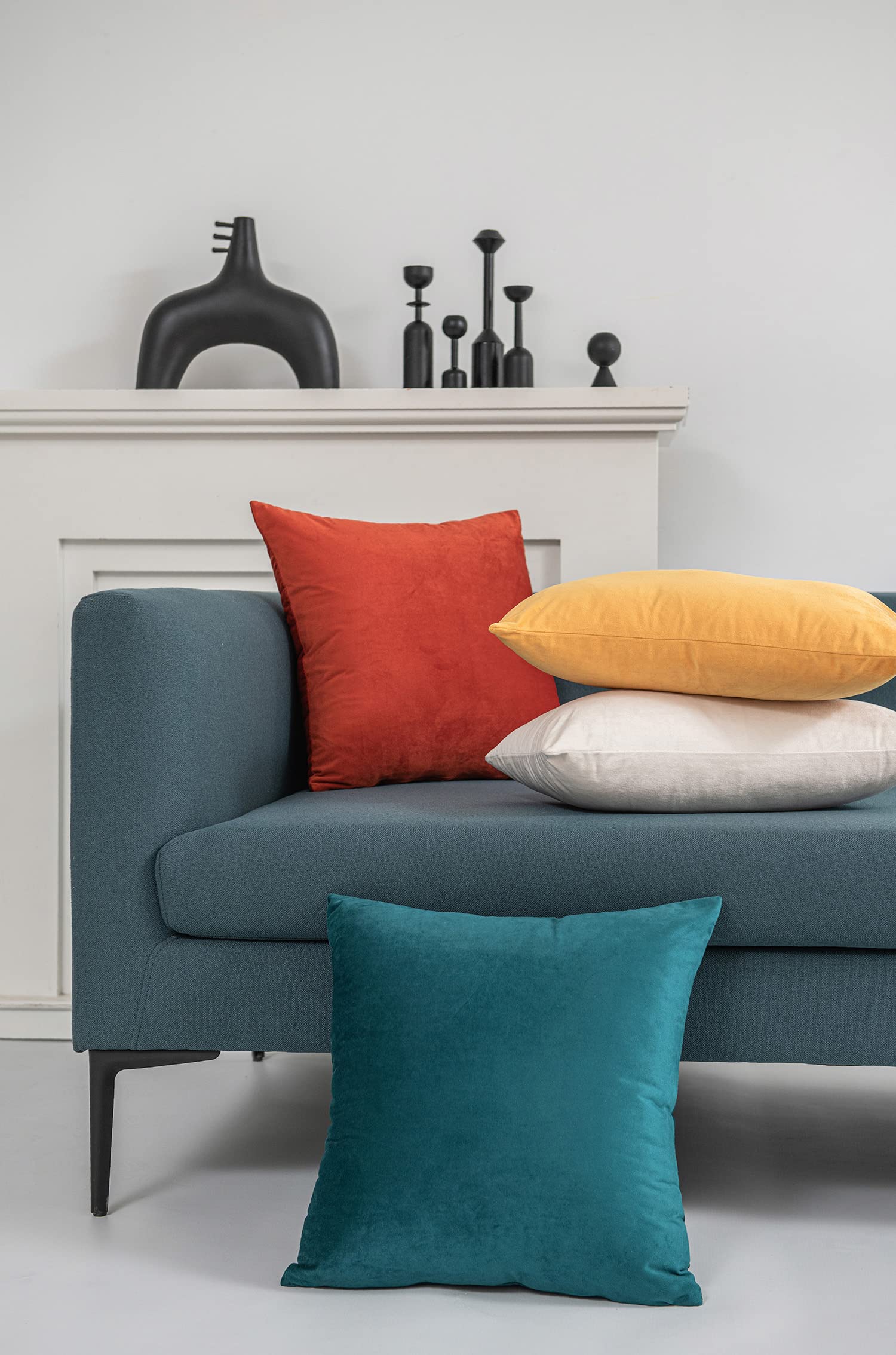 DEZENE 12x20 Golden Yellow Velvet Couch Pillow Covers - 2 Pack Soft Rectangular Throw Pillow Cases for Farmhouse Decor | Cozy Living Room & Bedroom Accent Pillows