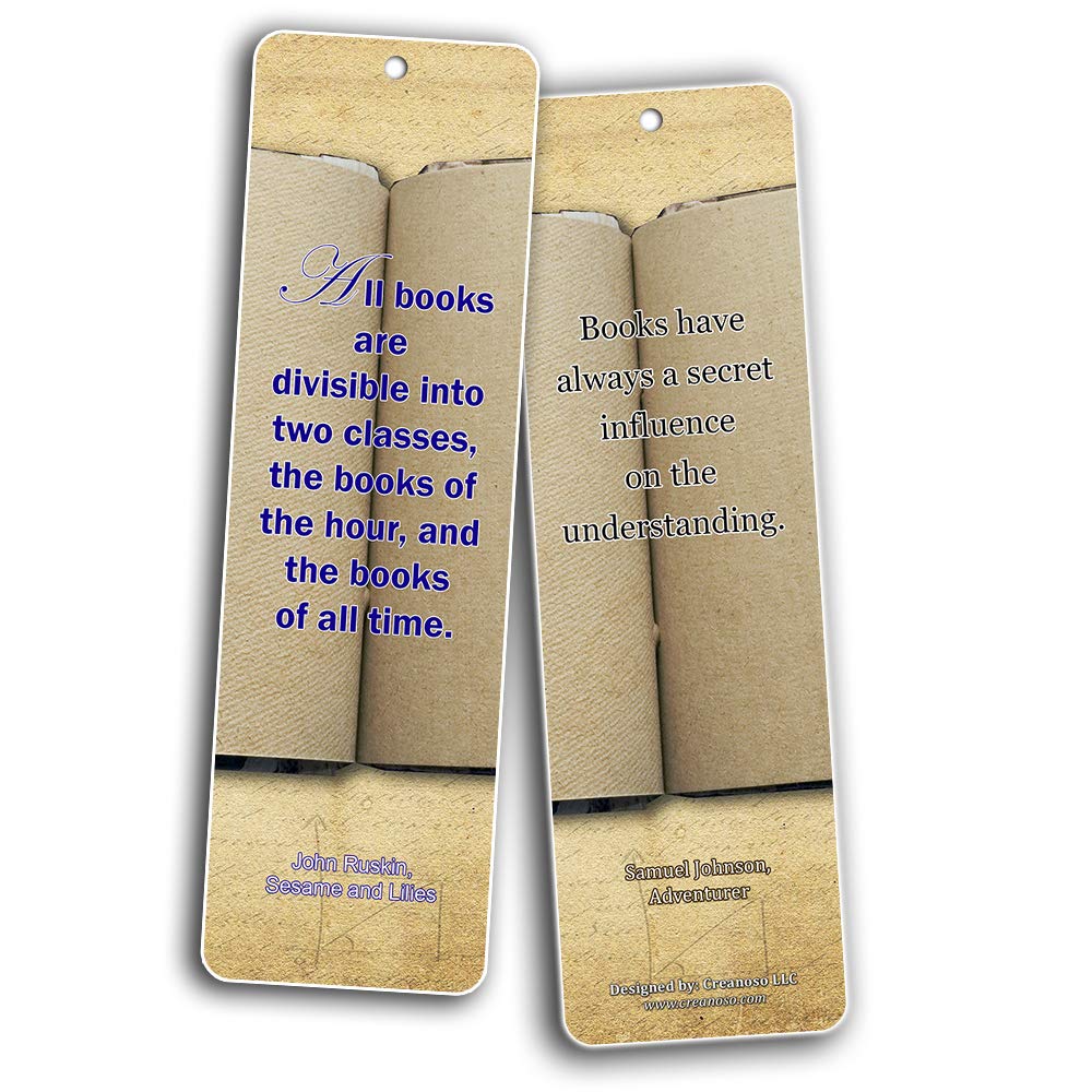 Creanoso Inspirational Avid Reader Bookmarks (12-Pack) - Premium Literary Quote Bookmark Gift Set for Book Lovers - 6 Unique Designs - Perfect for Reading, Book Clubs & Gifts