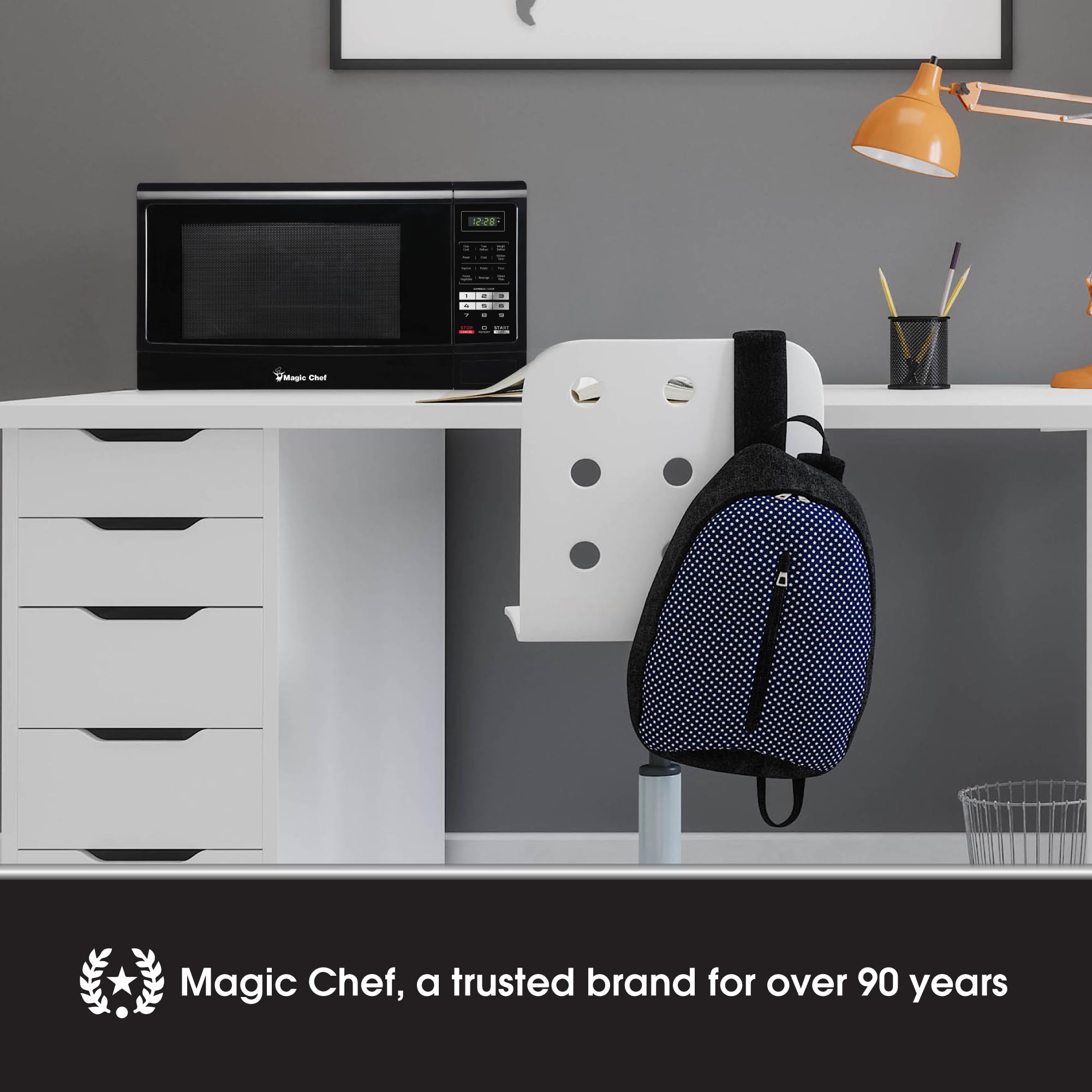 Magic Chef Countertop Microwave Oven - 1100W, 1.6 Cu Ft Compact Space-Saving Design, Black - Perfect for Small Kitchens, Dorms & Office Break Rooms