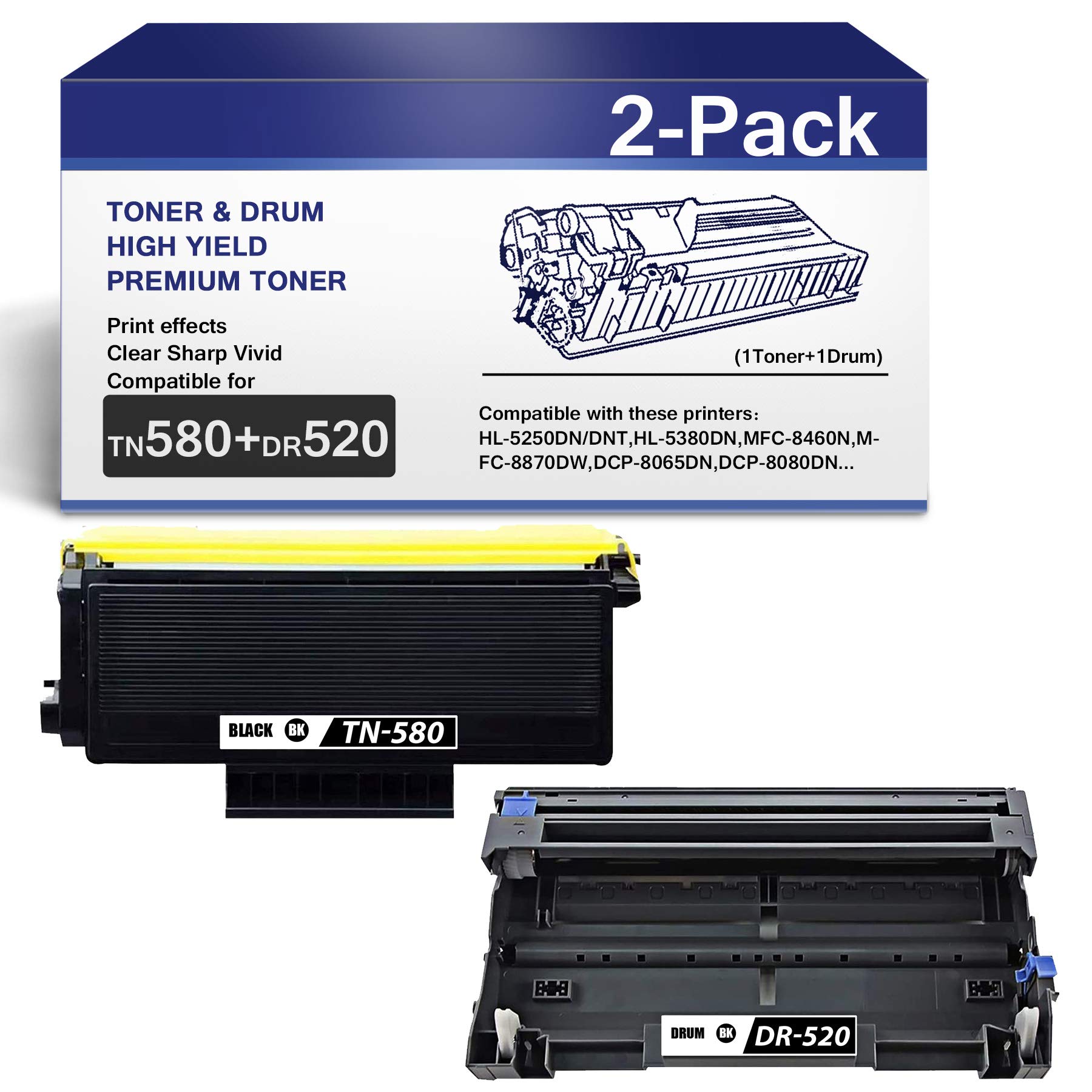 Brother DR520 Drum & TN580 Toner Combo - for DCP/MFC/HL Printers - Office Use