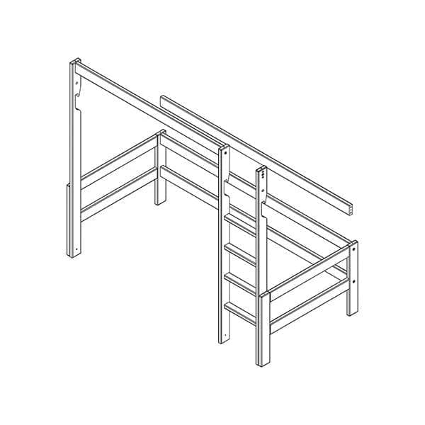 High Sleeper Bed Frame & Ladder Set - 177cm Sturdy Metal Loft Bed with Guardrails - Perfect for Kids' Rooms, Dormitories & Small Space Living