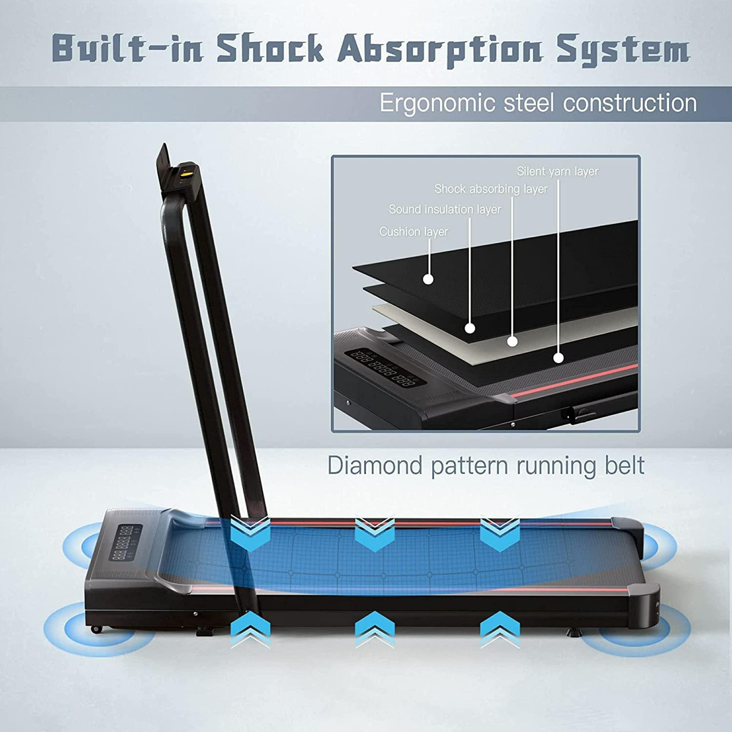 Sperax 3-in-1 Folding Treadmill - Under Desk Walking Pad for Home Office, Portable Treadmill for Walking & Jogging (Black/Red) - Perfect for Small Spaces, Home Gym & Workstation Fitness