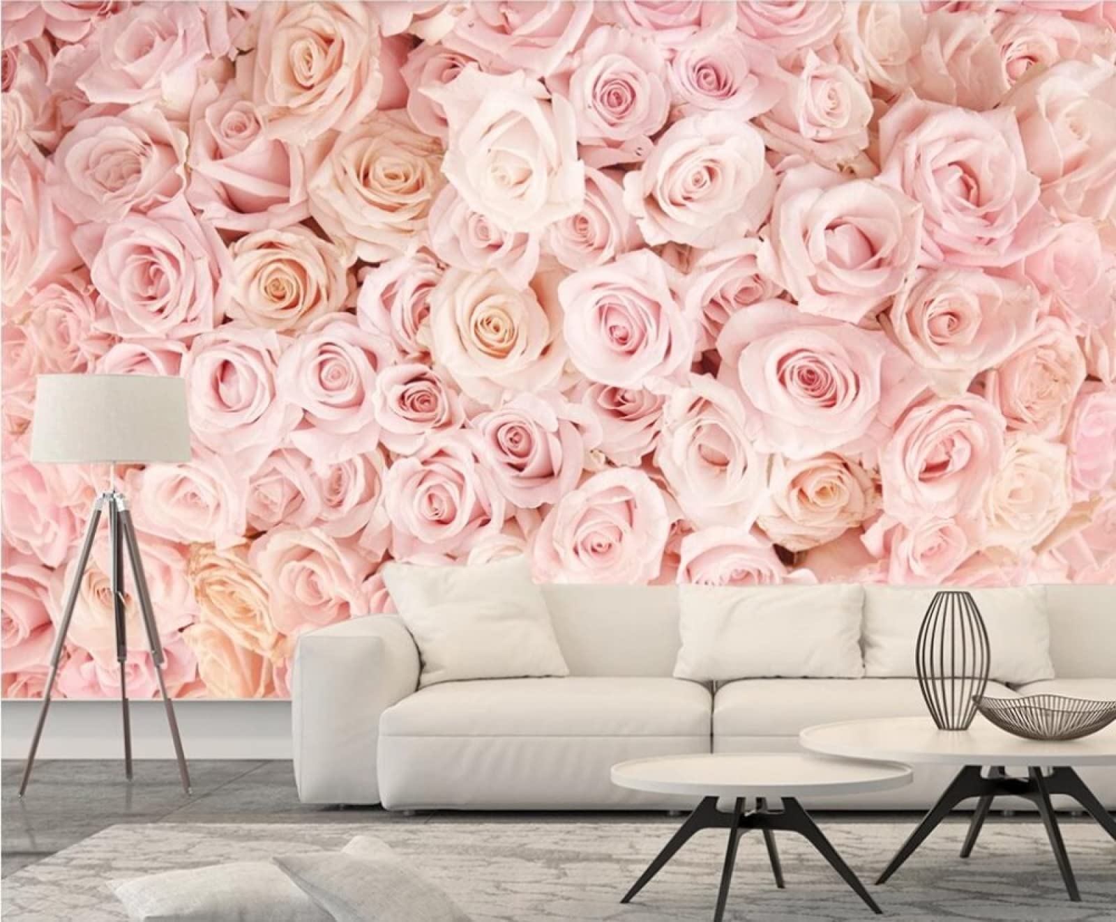 3D Pink Rose Light Flower Wall Mural - Romantic Rose Wallpaper for Bedroom, Living Room & TV Wall Decor - 157.5
