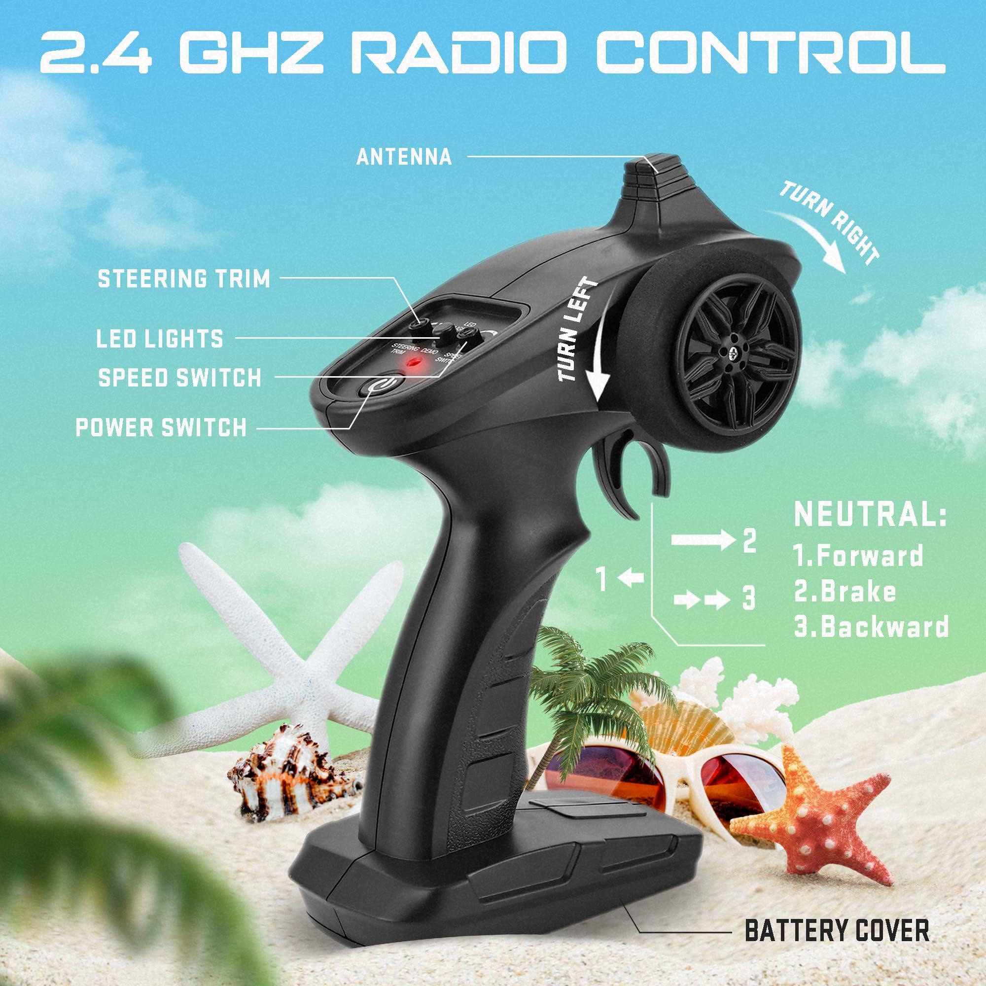 ALPHAREV R308 High-Speed RC Boat - 32+ KPH Fast Remote Control Racing Boat for Pools, Lakes & Outdoor Water Play, 2.4GHz Wireless Control for Adults & Kids, Portable Suitcase Design - Perfect Summer Water Toy Gift for Boys, Girls & Family Fun