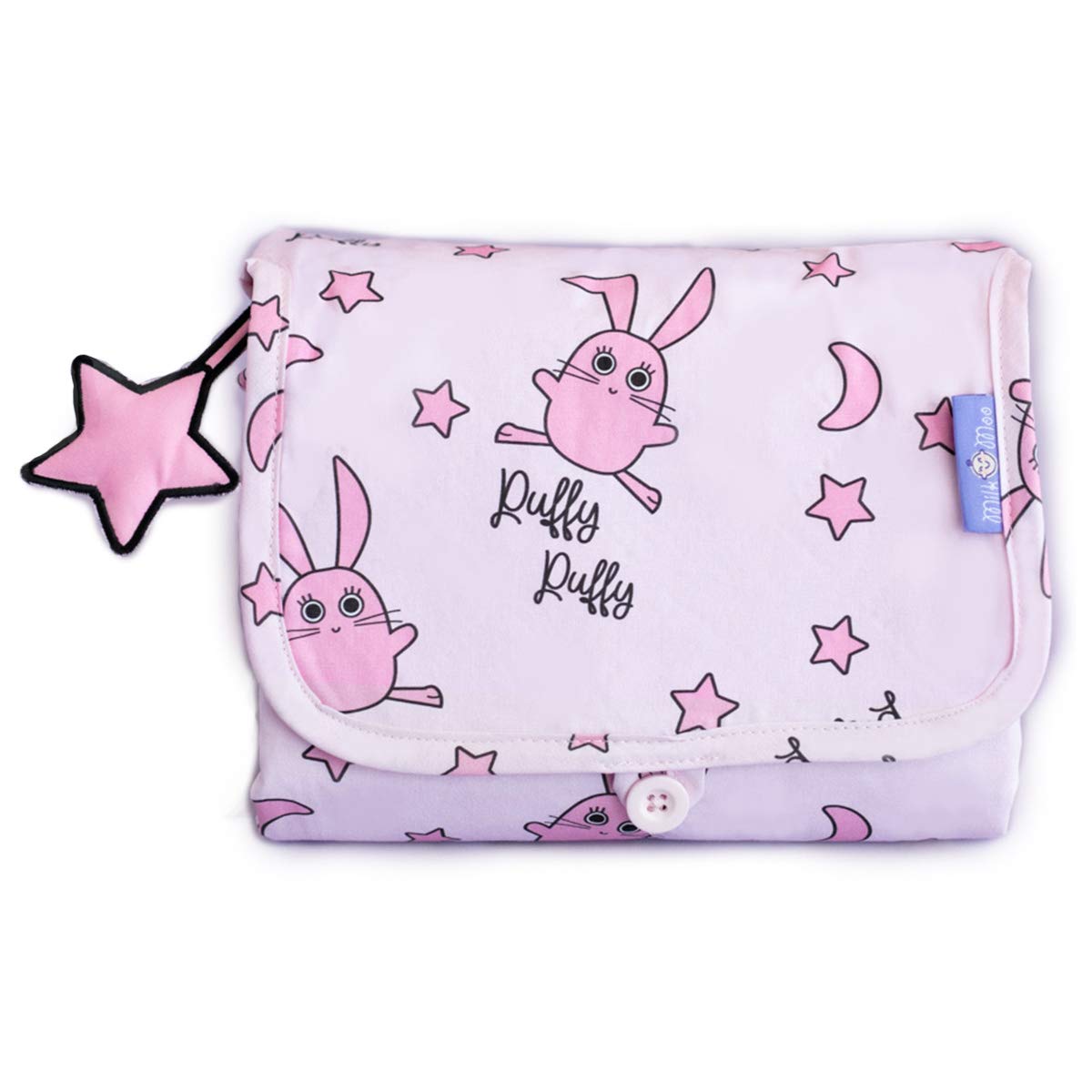 **Milk&Moo Waterproof Portable Baby Changing Pad - Ultra Soft Foldable Diaper Mat for Nursery, Travel & On-the-Go - Lightweight Design for Baby Changing Station (Pink)**    *(Perfect for diaper changes at home, in the car, or while traveling – keeps baby comfortable and mess-free!)*