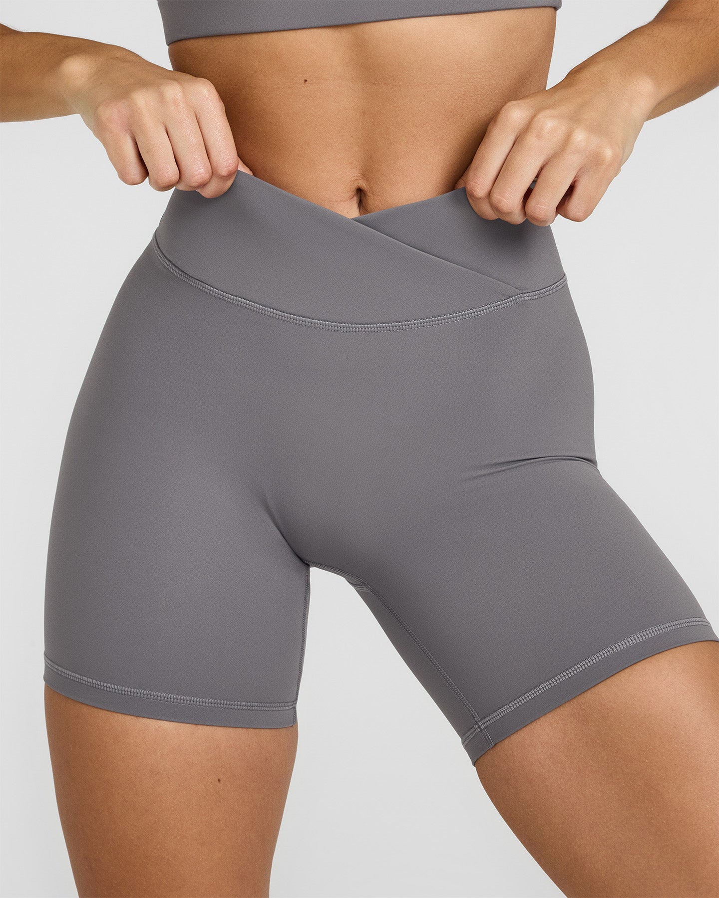 Unisex Wrap Shorts 6 | Ash Grey - Perfect for Yoga, Running & Beach Wear