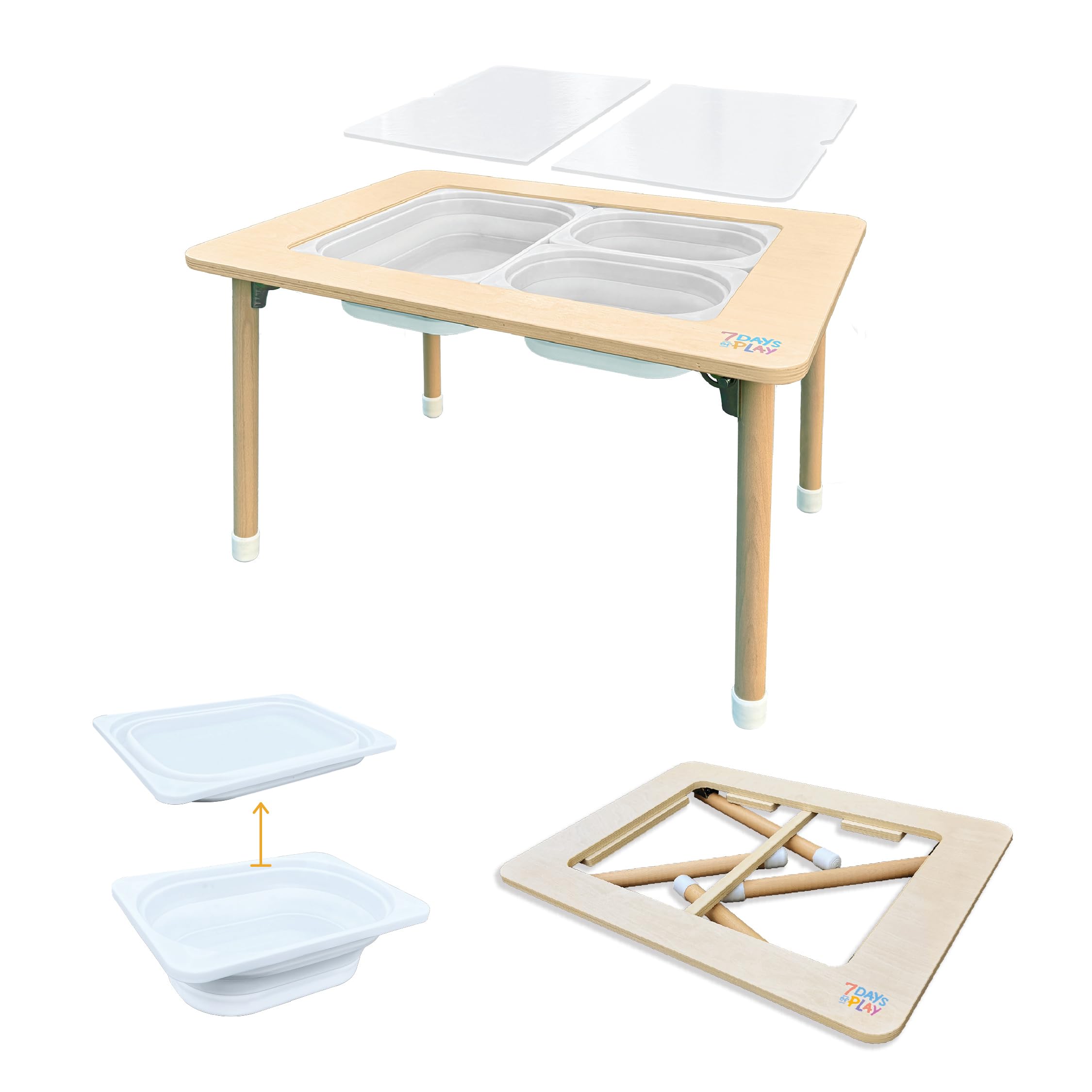 Foldable Sensory Play Activity Table with Storage Bins & Lid - Kids Learning & Developmental Toy for Home, Classroom, Daycare & Autism Therapy