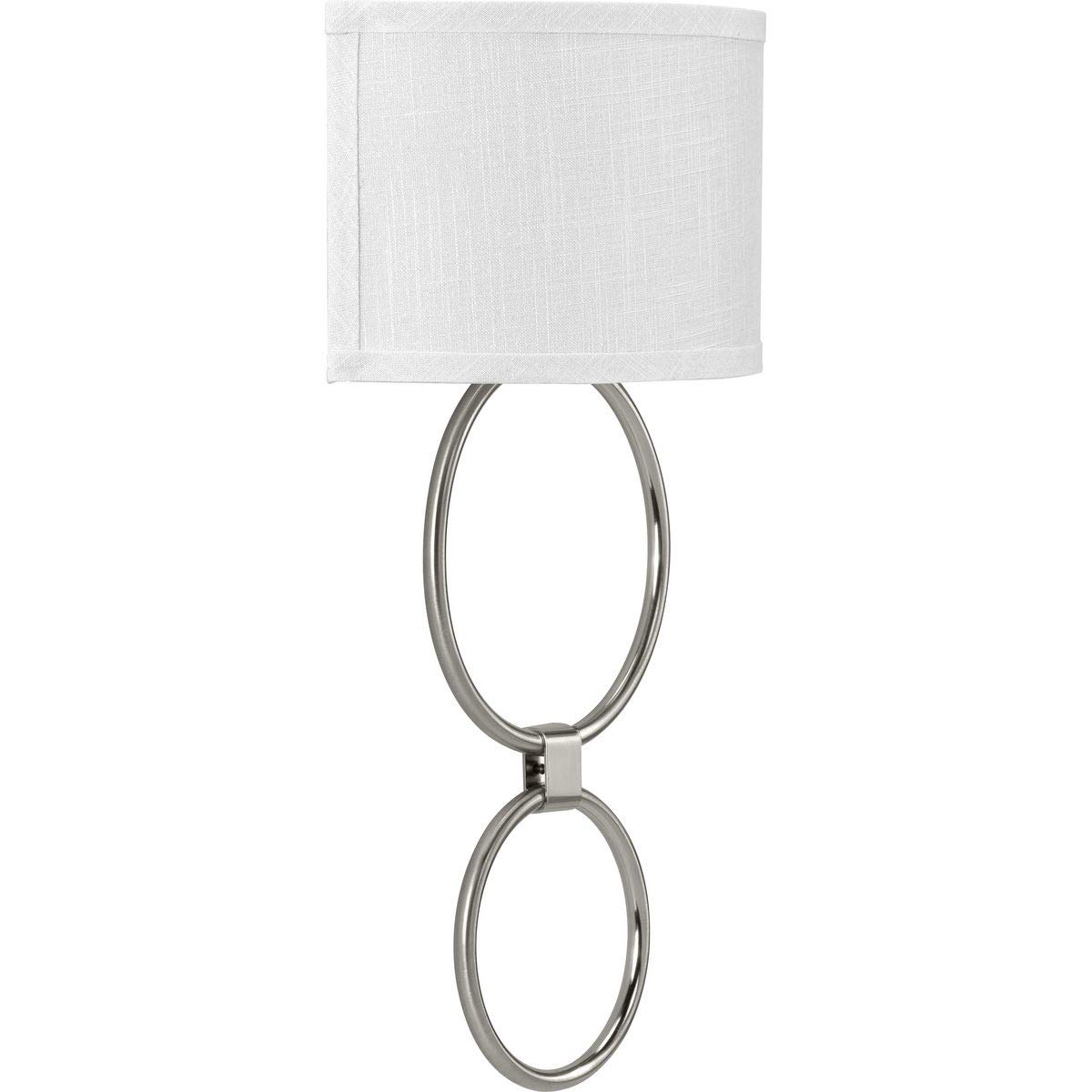 Progress Lighting LED Shaded Sconce - Brushed Nickel One-Light Circle Wall Light Fixture for Bedroom, Hallway & Living Room Decor