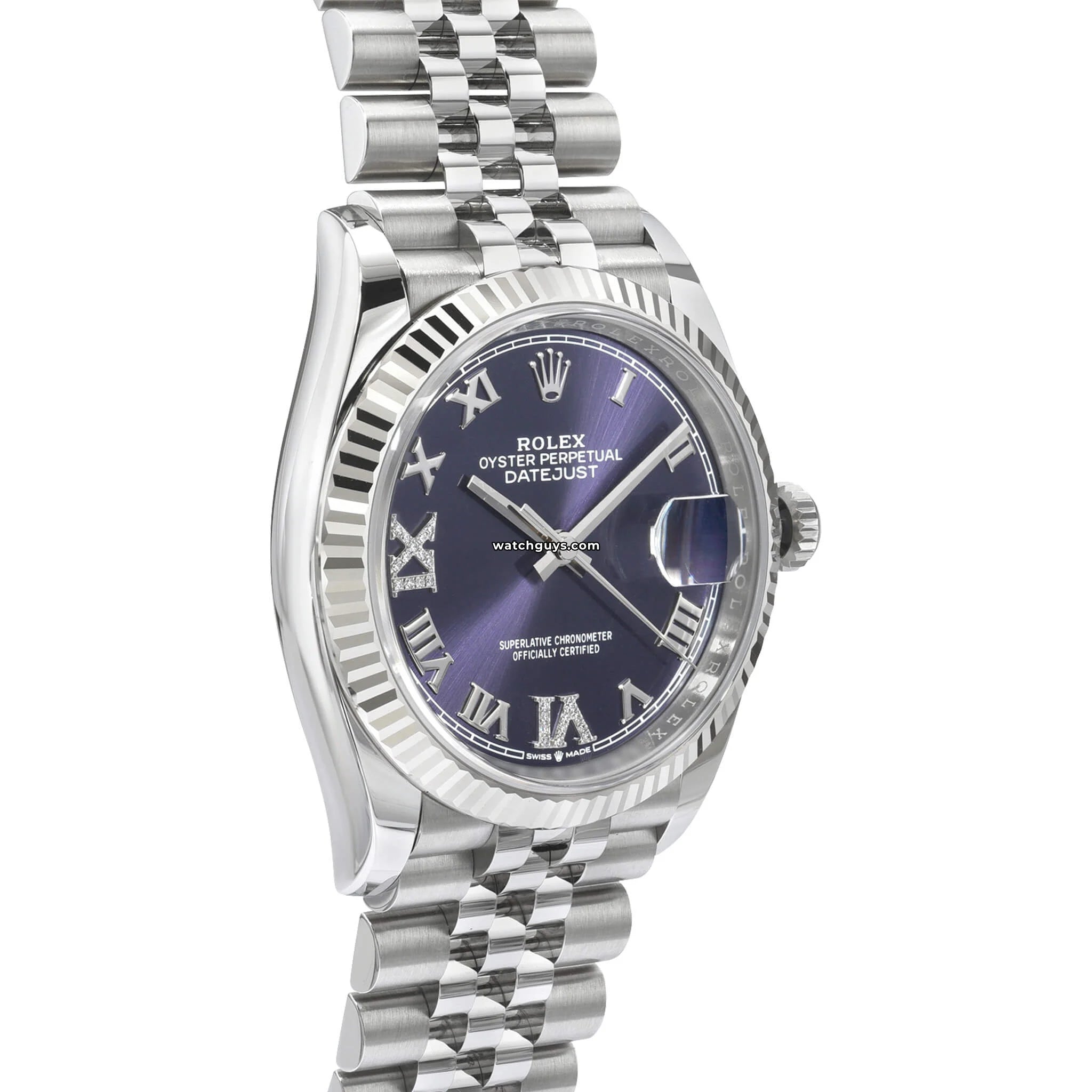 Rolex Datejust 126234 36mm Men's Watch - Purple Aubergine Dial with Diamond Markers | Luxury Automatic Watch for Business, Formal Events & Special Occasions