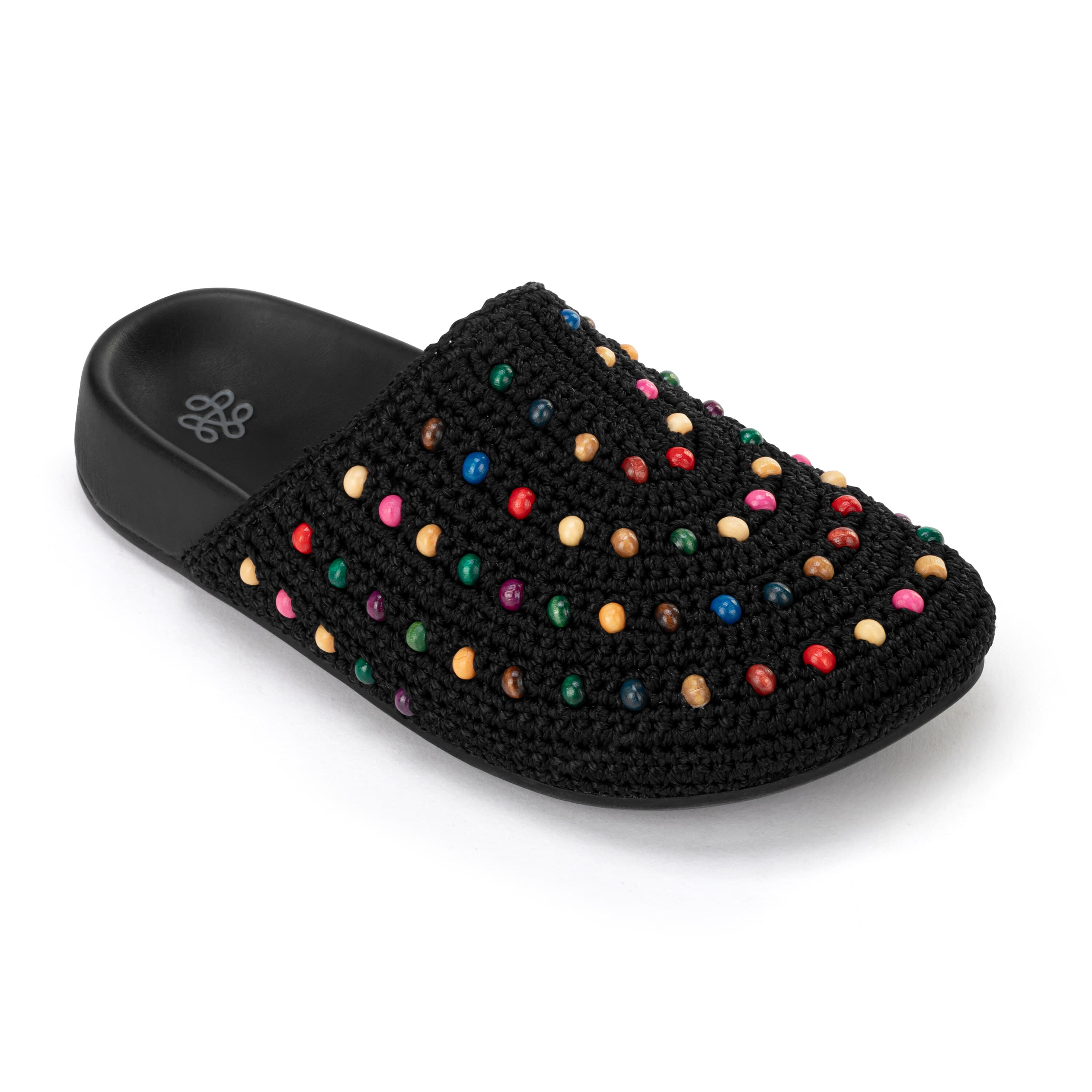 Bolinas Clog Kids Hand Crochet Black Multi Beads - Comfortable & Stylish Handmade Crochet Clogs for Toddlers & Children - Perfect for Playtime, Beach & Casual Wear