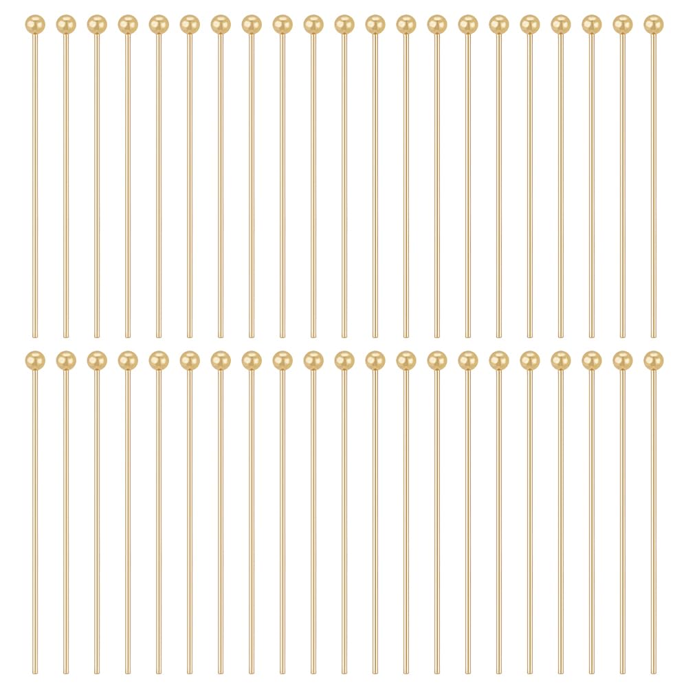 BENECREAT 400PCS 18K Gold Plated Ball Head Pins, 24 Gauge 0.5mm Brass Satin Pins, 1.2 Inch 30mm Straight Headpins for Jewelry Making - Perfect for DIY Earrings, Pendants, Necklaces & Bracelets