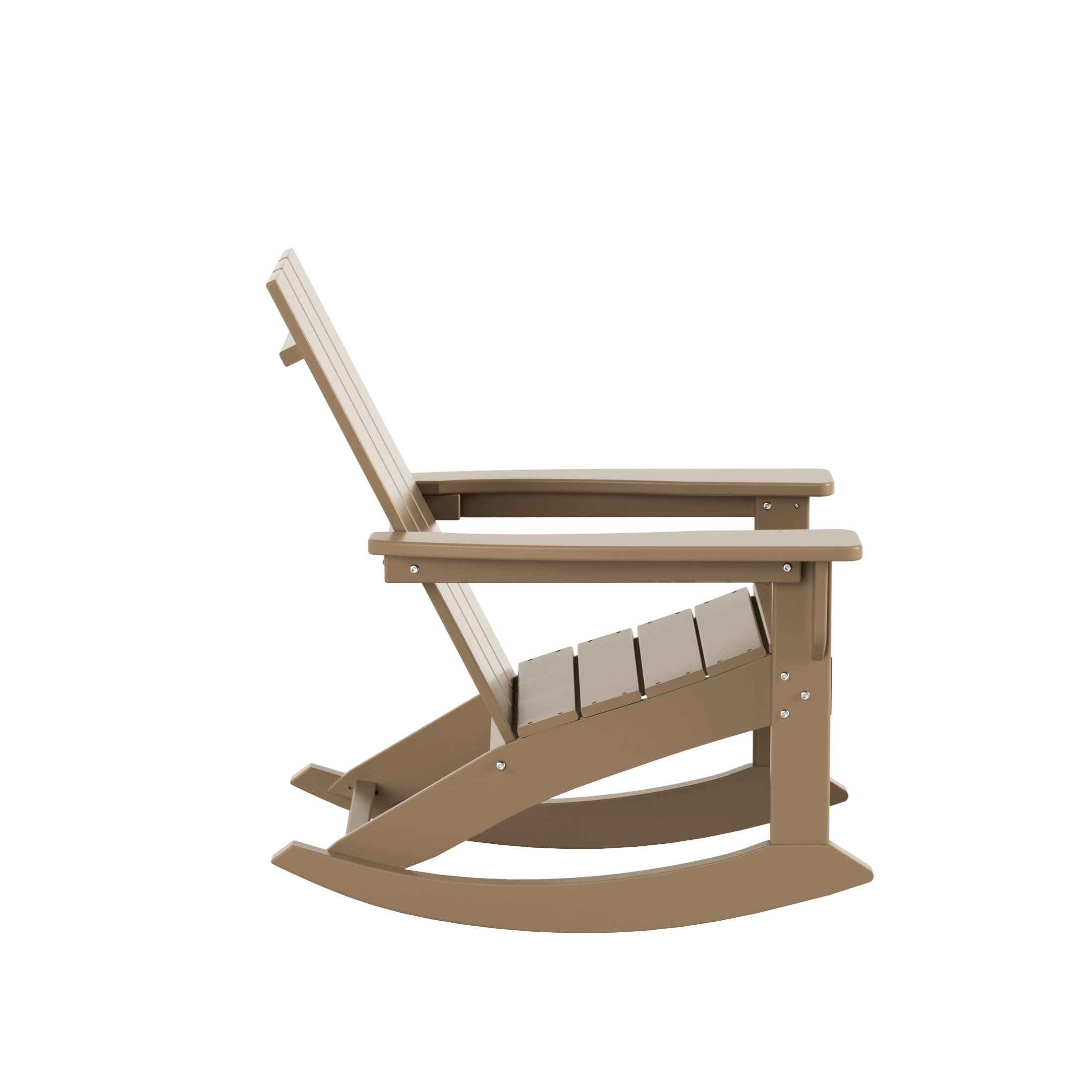 WO Home Furniture 4-Piece Patio Rocking Chair Set - Modern Outdoor HDPE UV-Resistant Weathered Wood Rockers for Porch, Garden & Backyard Relaxation