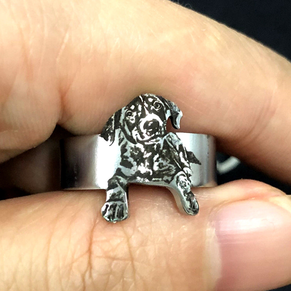 Custom Engraved Pet Photo Ring - 3 Color Choices for Personalized Jewelry - Perfect Gift for Pet Lovers, Anniversary & Memorial Keepsake