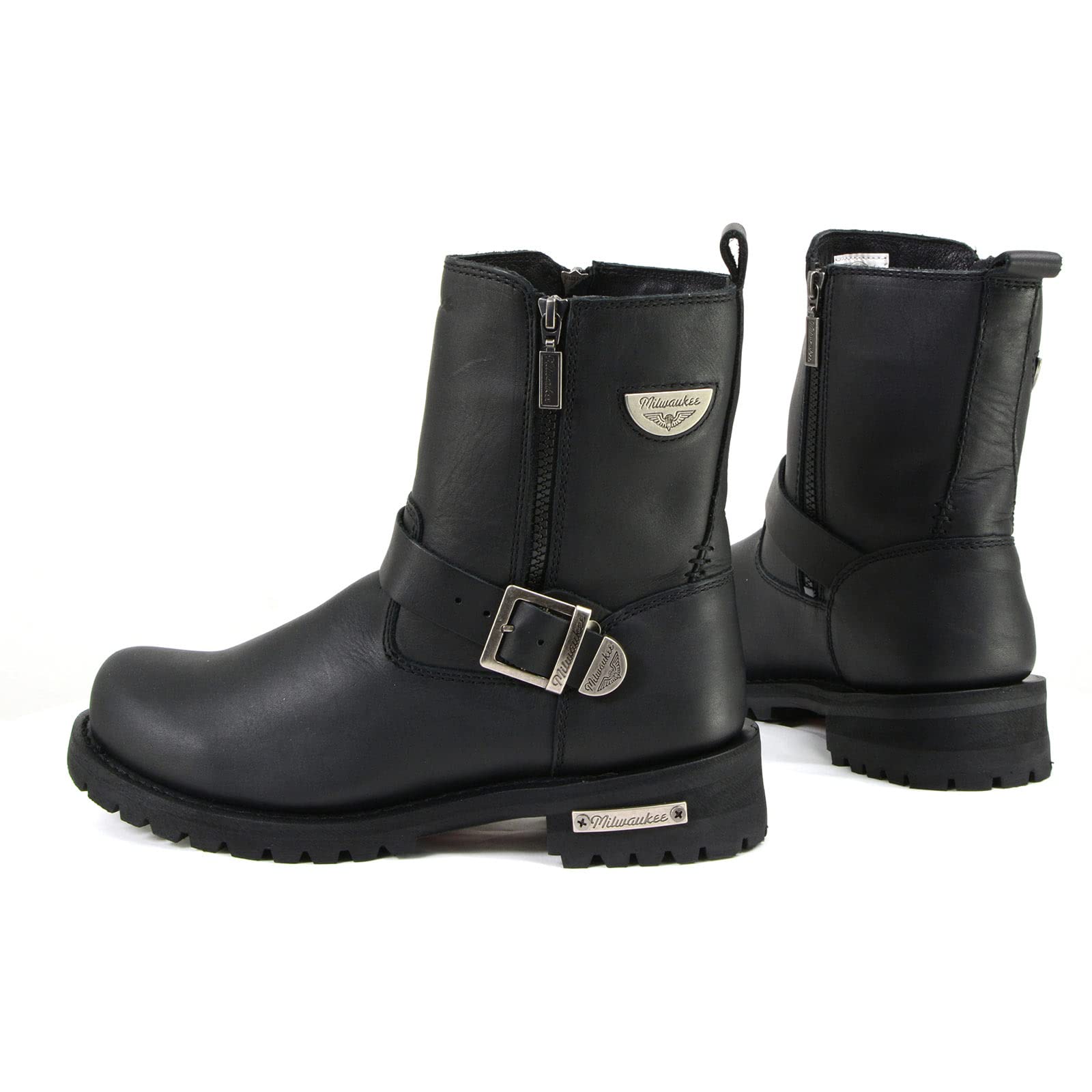 Milwaukee Afterburner Leather Motorcycle Boots for Men - Black | Durable & Comfortable Riding Boots for Cruisers, Touring & Adventure Bikes