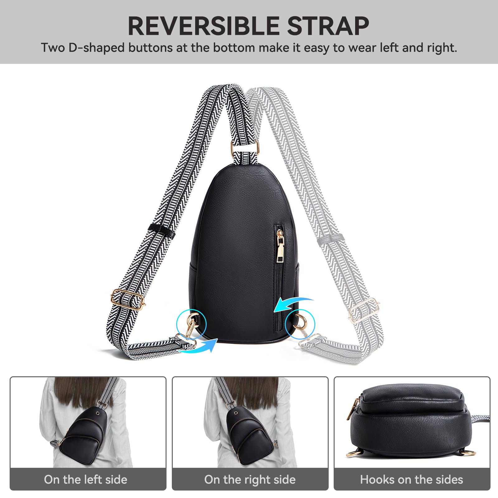 Women's Leather Crossbody Sling Bag - Travel Fanny Pack for Outdoors & Daily Use