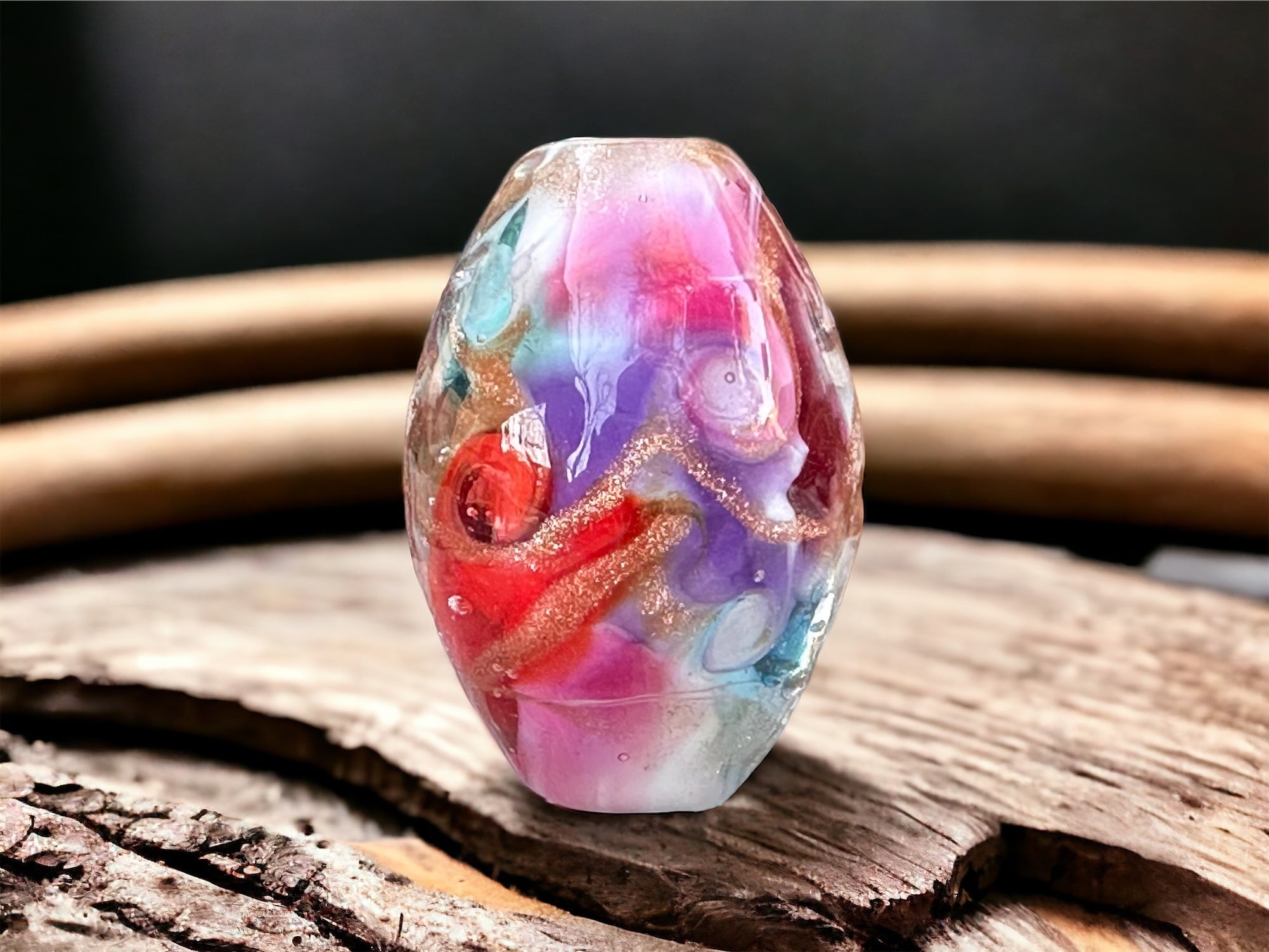 Sunset Dreams Lampwork Glass Focal Bead for Jewelry Making - Handmade Artisan Bead for Necklaces, Bracelets & DIY Craft Projects