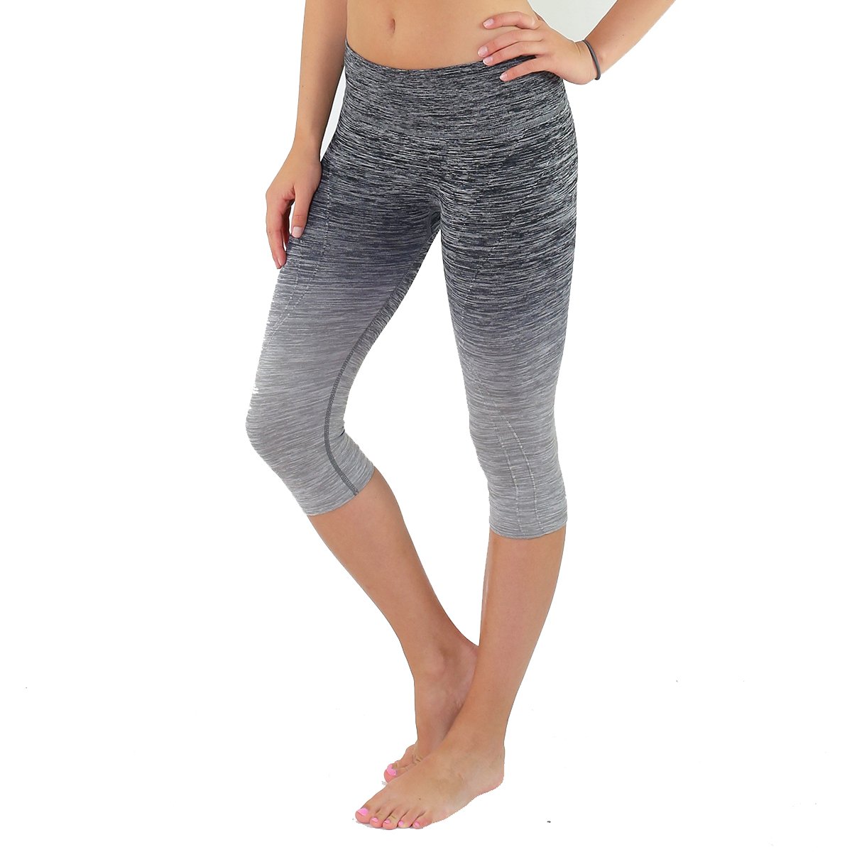 Women's High Waist Yoga Pants - Soft Stretchy Workout Leggings for Fitness & Lounge (Black/Gray)