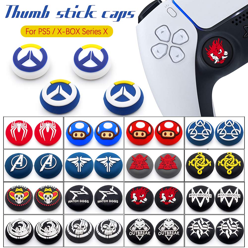 2 Pack Silicone Analog Joystick Thumb Grips for PS5, PS4, PS4 Pro/Slim, PS3, Xbox One/Xbox 360/Xbox One X Elite/Slim, PS2 & Nintendo Switch Pro Controller - Non-Slip Comfort Grip Caps (Multiple Colors) - Perfect for Gaming, Long Sessions & Enhanced Control