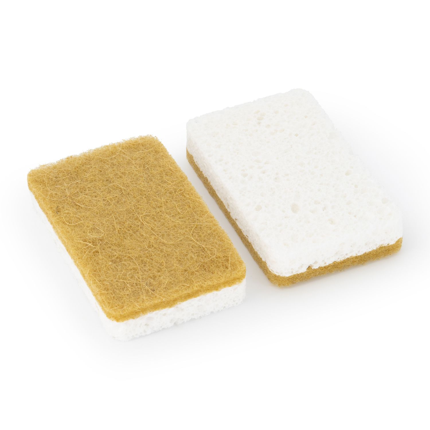 DESIGNSTUFF Natural Cellulose & Sisal Scrub Sponge for Dishes, Pots & Pans - Eco-Friendly Kitchen Cleaning (Set of 2, Caramel Color) - Perfect for Non-Stick Cookware & Delicate Surfaces