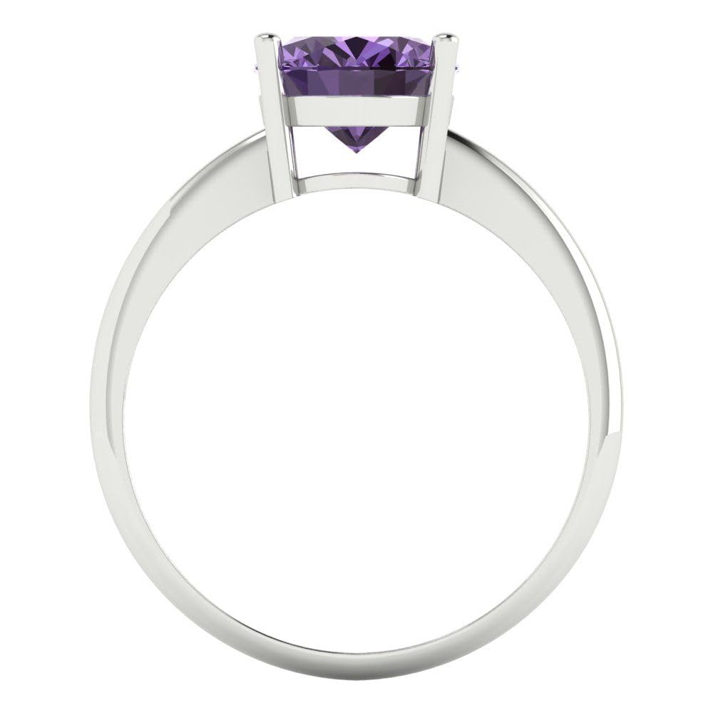 2.5ct Oval Cut Simulated Alexandrite Solitaire Ring for Women - 14k White Gold Engagement, Wedding & Anniversary Jewelry | Elegant Bridal Gift for Her, Perfect for Proposals, Special Occasions & Everyday Wear