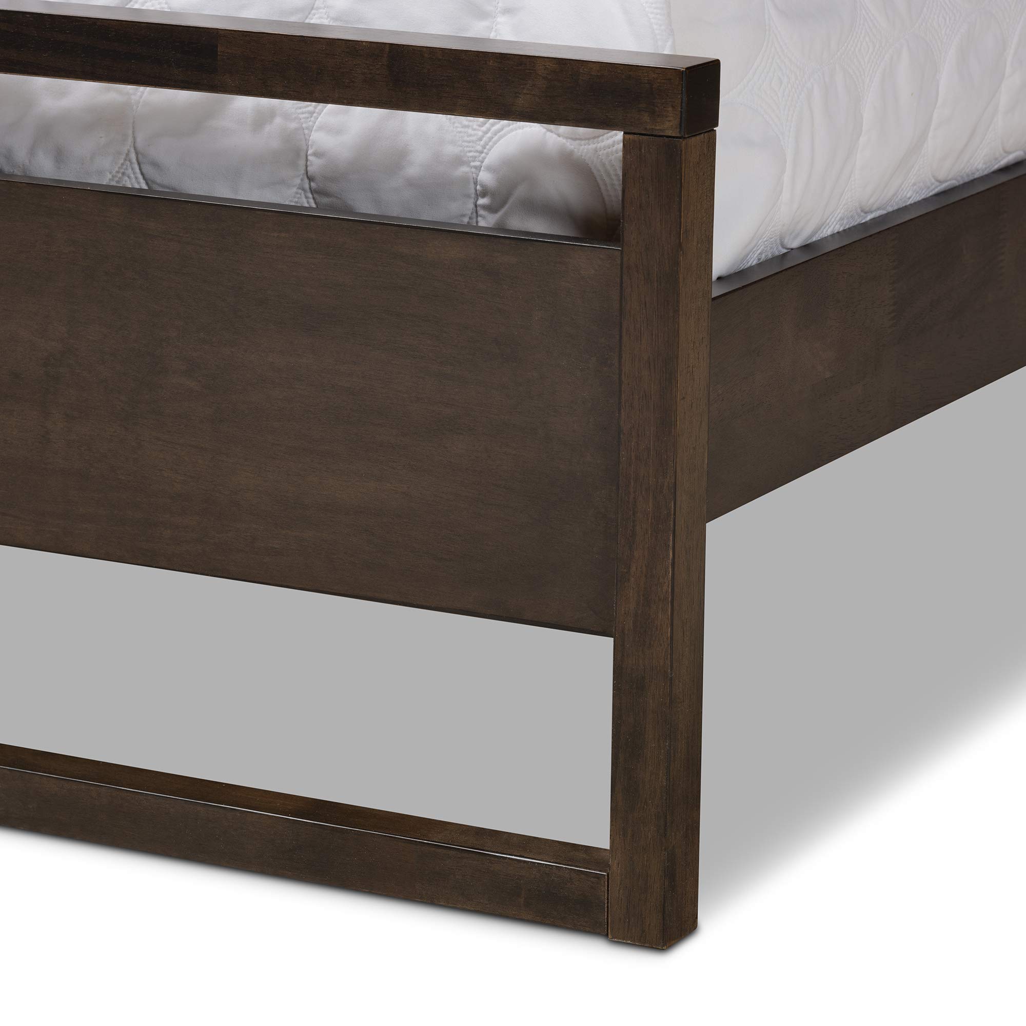 Baxton Studio Queen Size Bed Frame with Headboard - Modern Brown Wooden Platform Bed for Bedroom - Perfect for Master Bedroom, Guest Room & Apartment