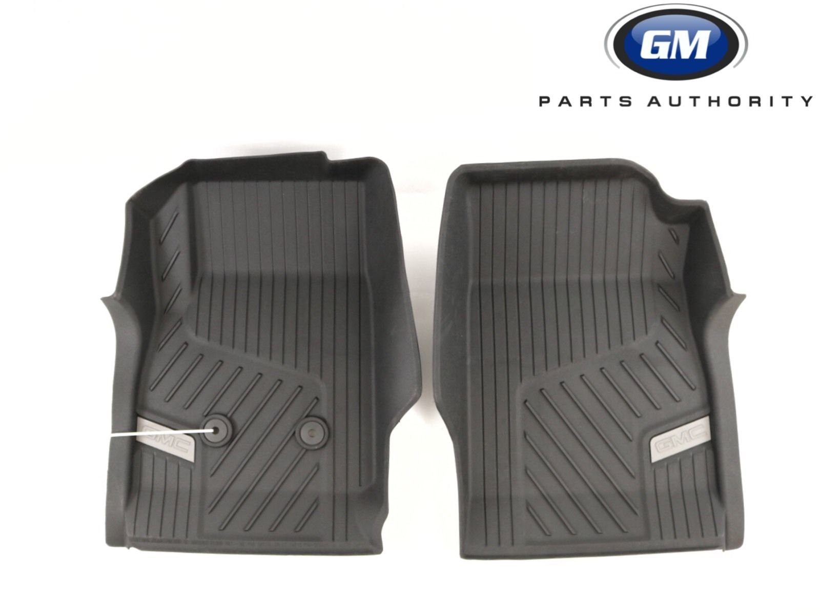 GMC Logo Front Floor Liners - Jet Black All-Weather Car Mats for GMC Trucks & SUVs | Durable Protection for Mud, Snow & Spills