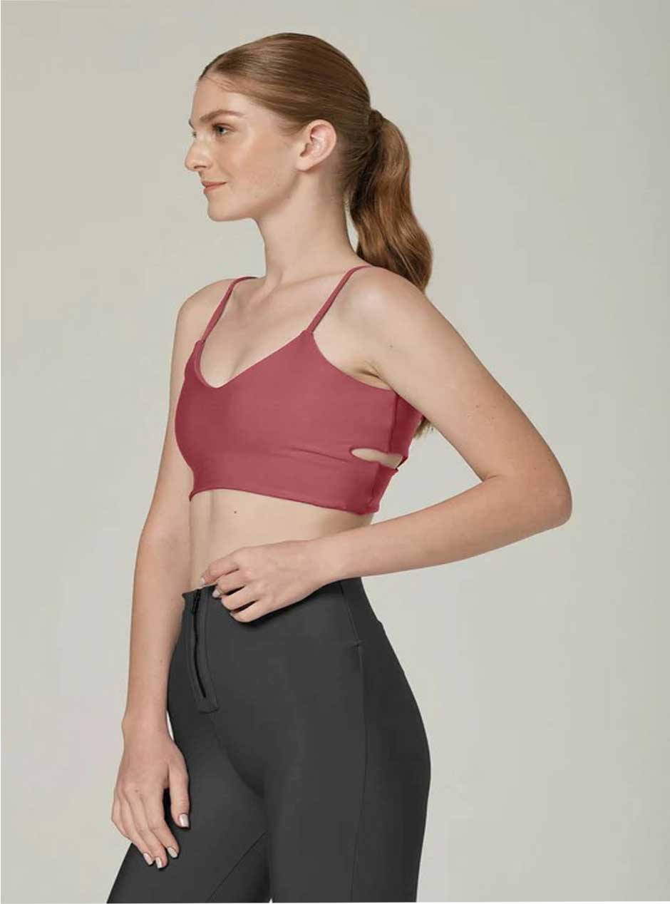 925 Sterling Silver Fit Women's Cherry On Top Criss Cross Sports Bra - Mauve Pink for Yoga, Running & Gym Workouts