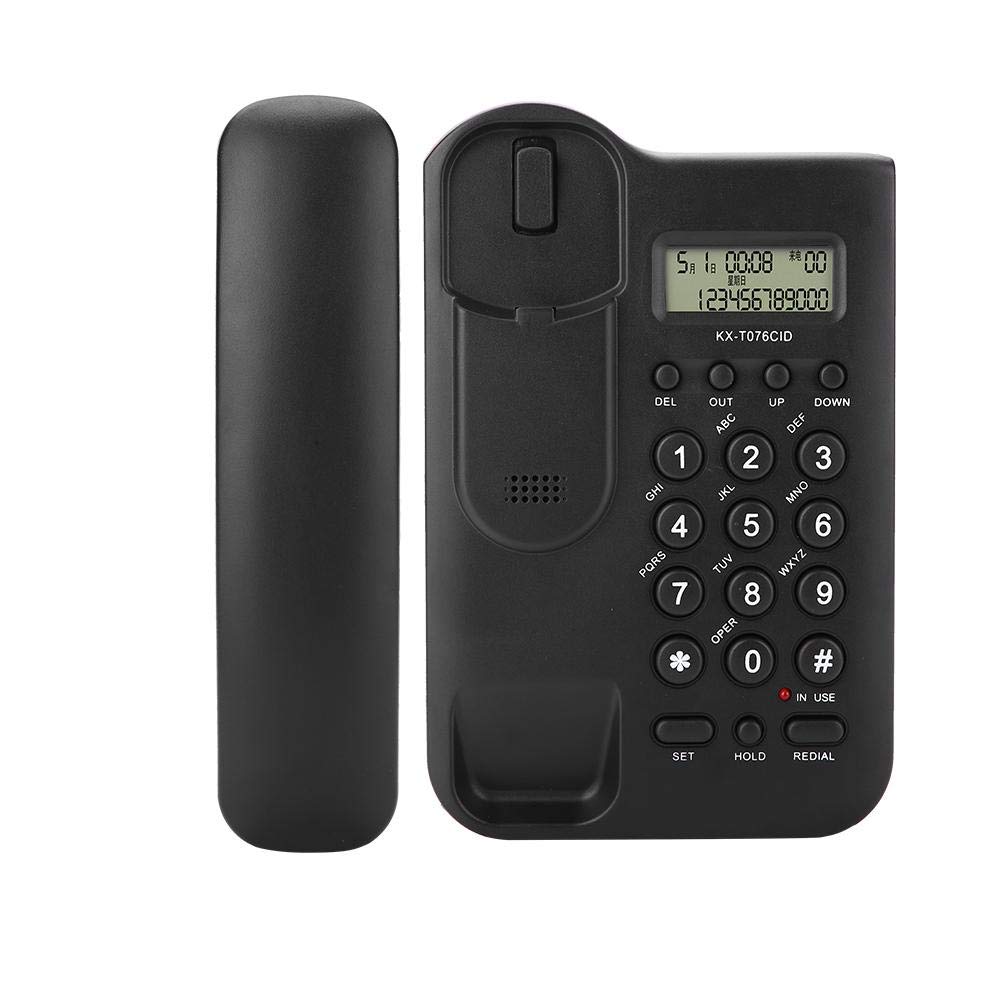 Wired Desktop Wall Phone with Cord, Elderly-Friendly Landline Phone, Black Wall-Mounted Home & Hotel Phone for Clear Communication