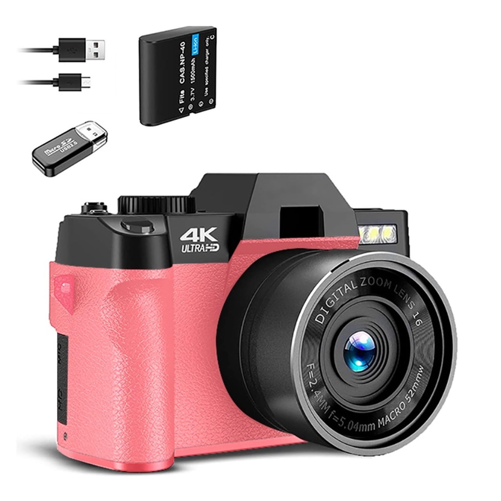 4K 48MP Digital Video Camera with 180° Flip Screen & 16X Zoom - Professional Vlogging Camera for YouTube, Travel & Photography (Includes 32GB SD Card) - Perfect for Content Creators, Travel Vlogging & Family Events