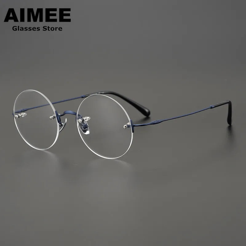 Aimee Unisex Rimless Round Titanium Acetate Eyeglasses 4521 - Lightweight & Durable Glasses for Men & Women - Perfect for Reading, Working & Daily Wear