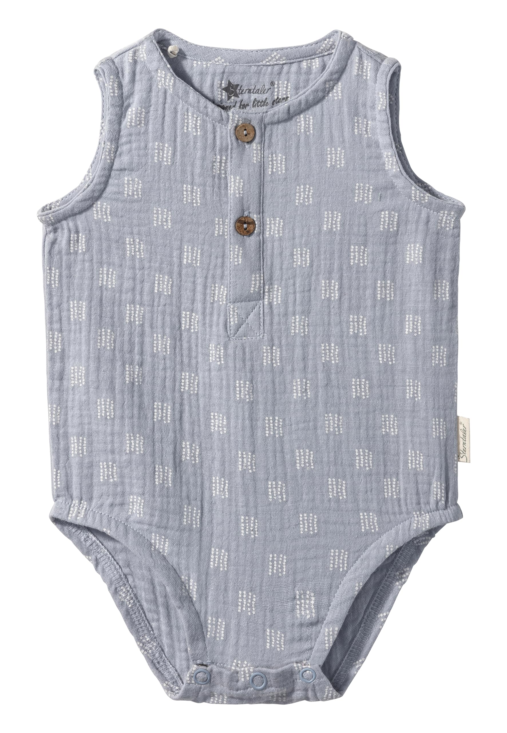 Sterntaler Baby Bodysuit for Boys - Soft Cotton Muslin with Polka Dot Pattern - Sleeveless & Buttonless Romper for Comfort - Perfect for Playtime, Daycare & Home Wear