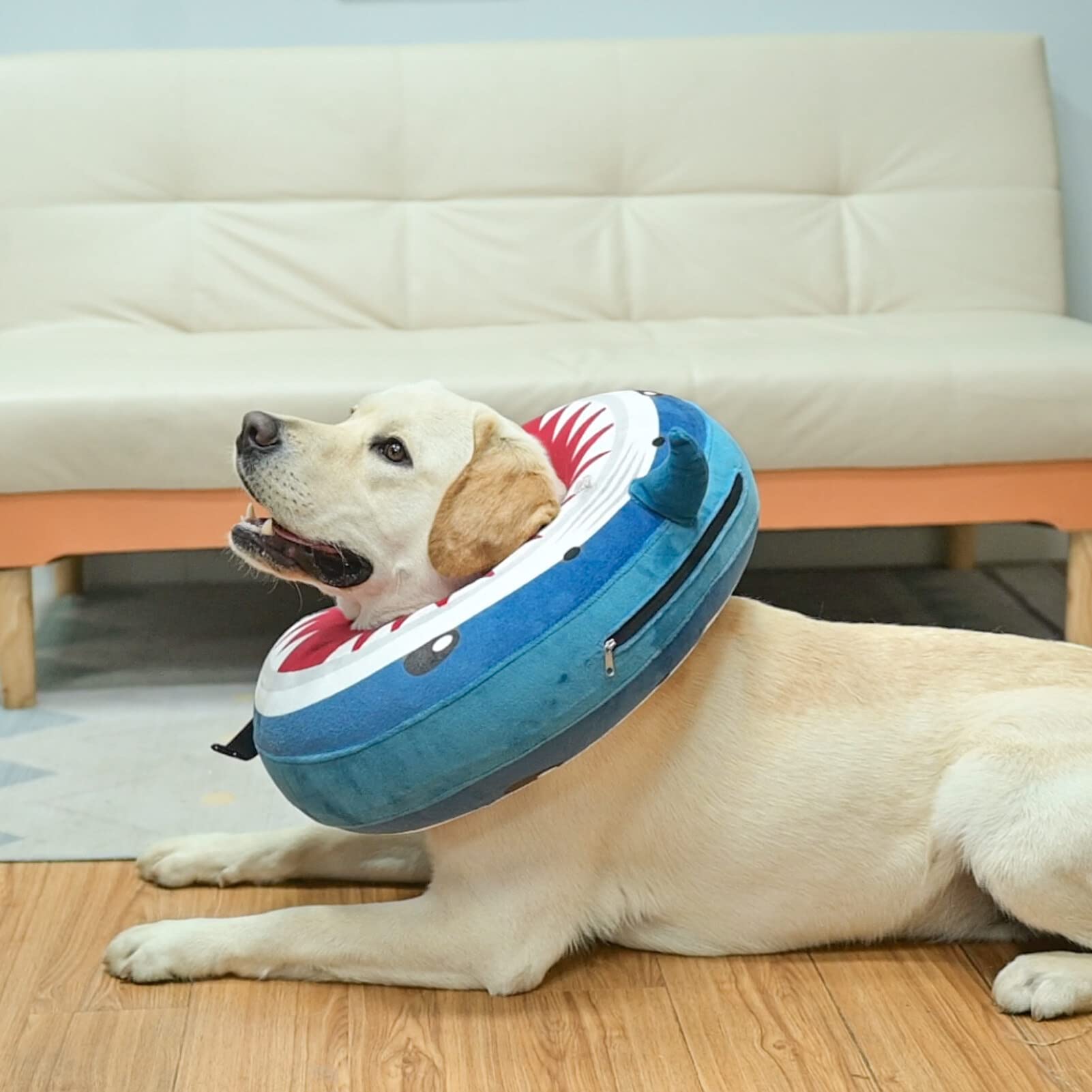 Soft Inflatable Dog Cone Collar Alternative for Post-Surgery Recovery - Comfortable E-Collar for Large, Medium & Small Dogs & Cats (Shark Blue) | Prevents Licking & Scratching Wounds | Perfect for Spay/Neuter, Injury Healing & Allergy Protection