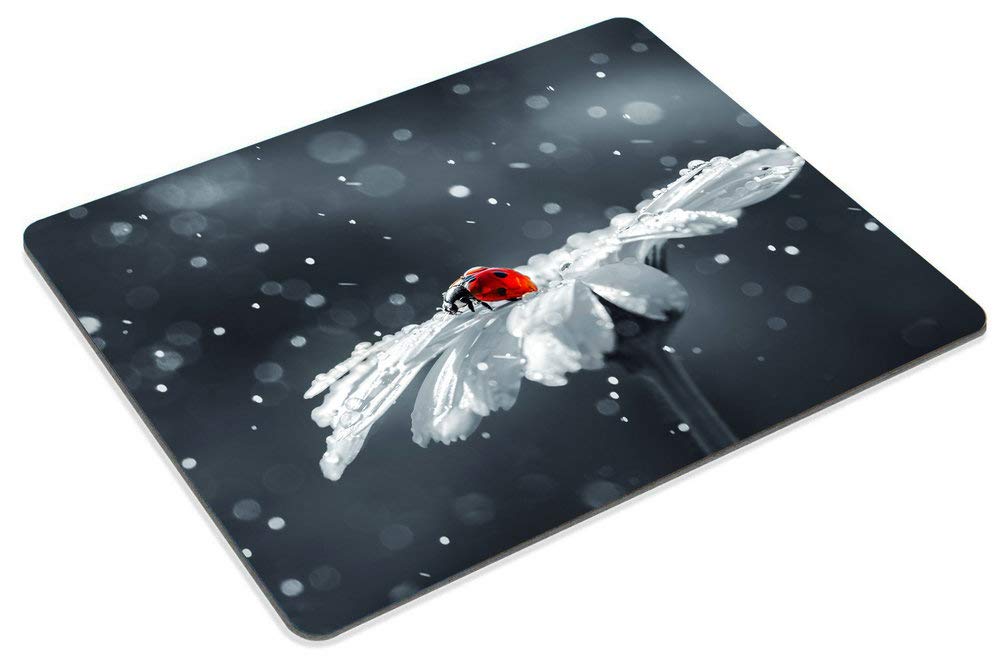 Custom Smooffly Office Decor Mouse Pad - Ladybug on Daisy Flower Design, Non-Slip Rubber Gaming Mouse Pad for Computer & Laptop | Perfect for Work, Gaming & Home Office Setup