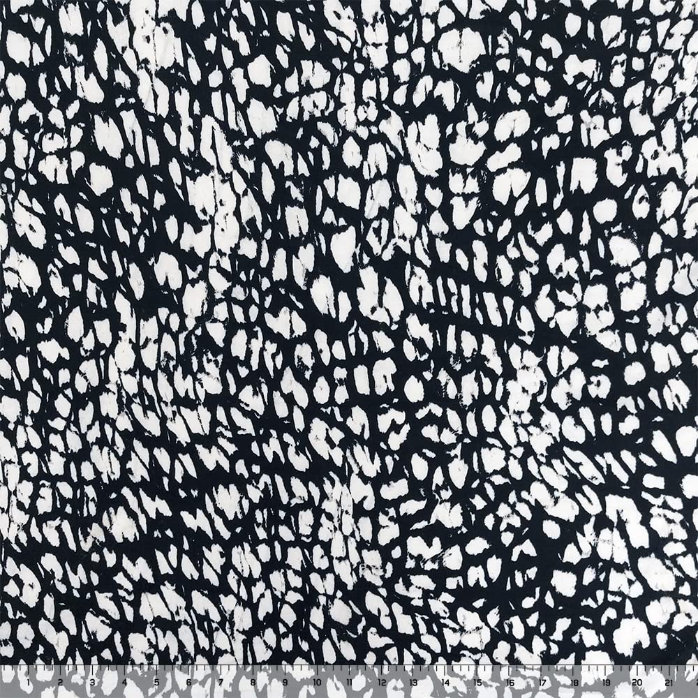 Premium Black Double Brushed Jersey Spandex Blend Knit Fabric with White Leopard Print - Soft Stretchy Fabric by The Yard for DIY Clothing, Dresses, and Activewear