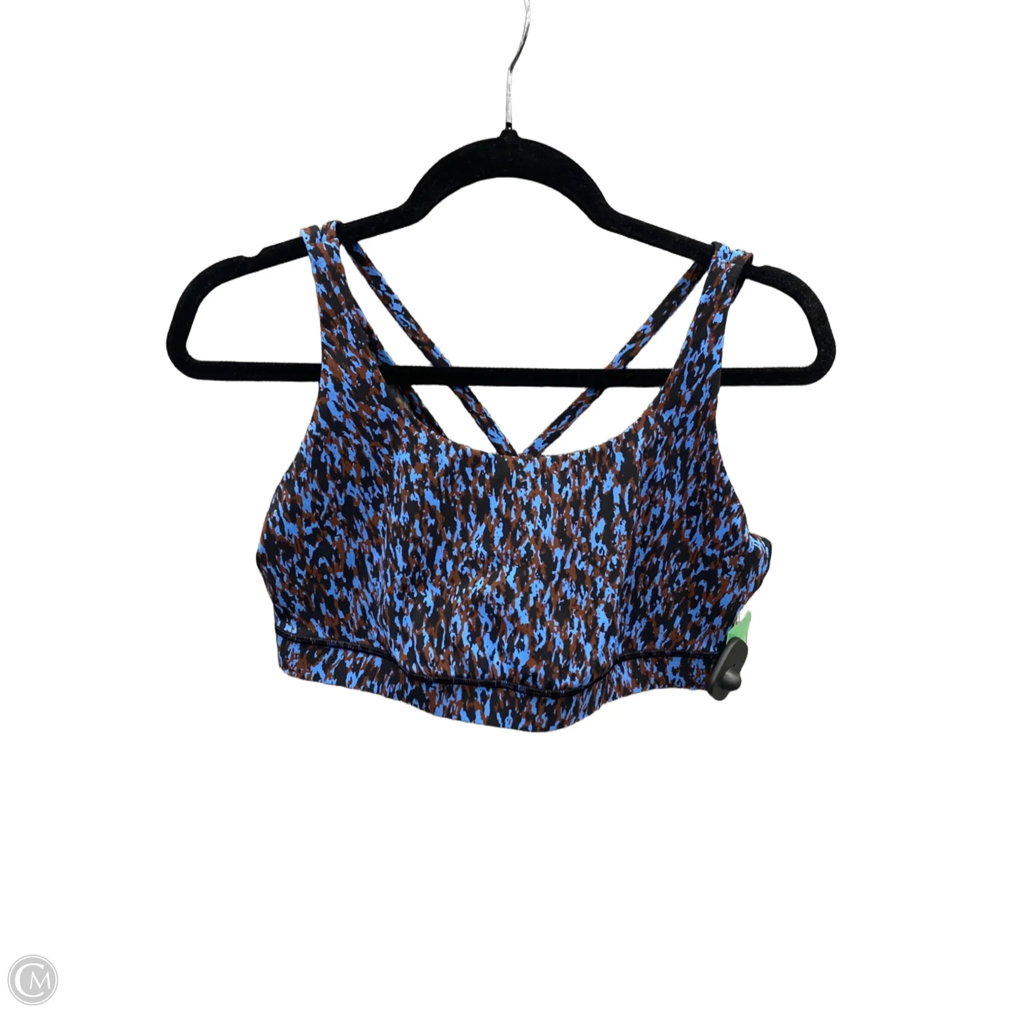 Lululemon Women's Athletic Sports Bra - Blue & Brown, Size 12 - High Support Workout Top for Running, Yoga & Gym