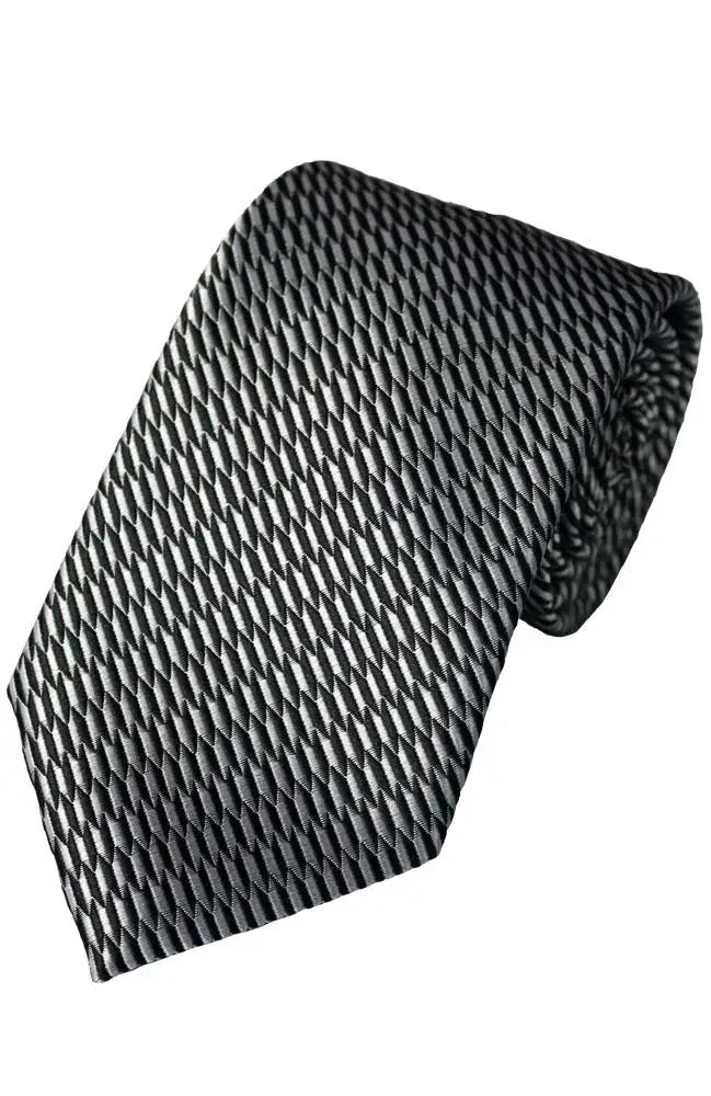 LA Smith Black & White Monochrome Polyester Tie for Men - Perfect for Business, Weddings & Formal Events
