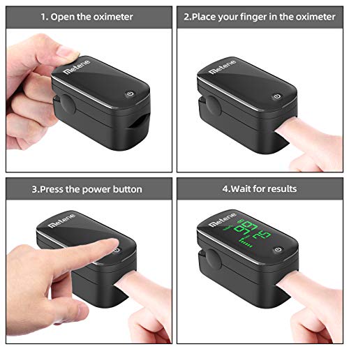 Metene Fingertip Pulse Oximeter - Accurate Blood Oxygen Saturation (SpO2) and Heart Rate Monitor - Portable Oxygen Meter for Home Use, Travel, Sports & Health Monitoring