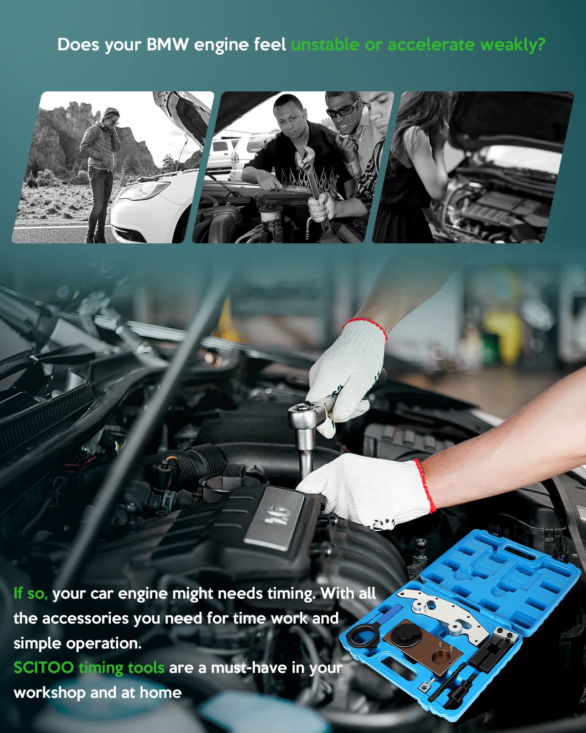 SCITOO BMW Double VANOS Timing Locking Tool Kit for M52TU M54 M56 Engines - Professional Camshaft Alignment Tool for BMW Repair & Maintenance
