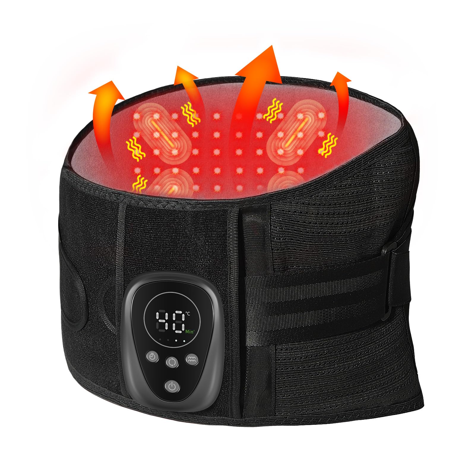 Rechargeable HONGJING Massage Back Brace with Red Light Therapy & Heating - Lower Back Pain Relief for Herniated Disc, Scoliosis & Sciatica - Adjustable Lumbar Support Belt for Home, Office & Travel Use