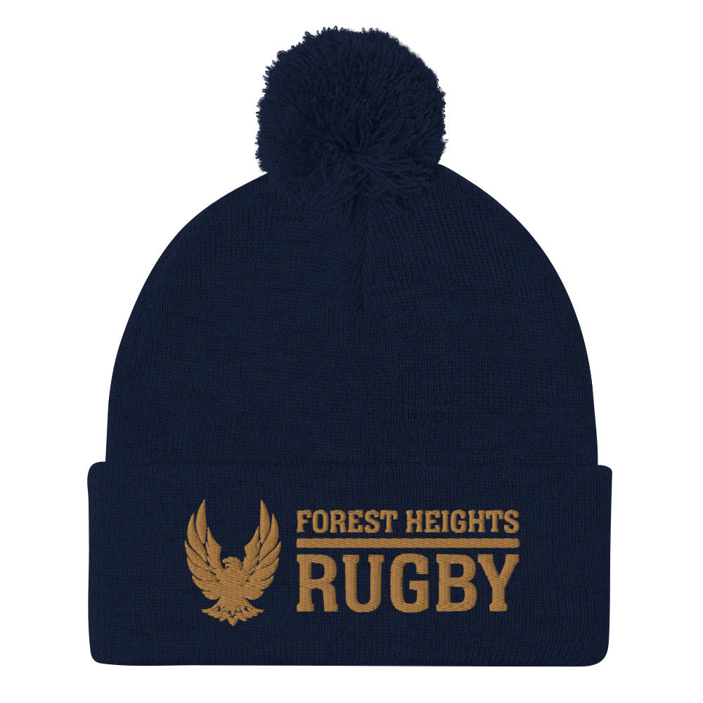 GHFH Rugby Pom Beanie - Warm Winter Knit Hat for Men & Women - Perfect for Rugby Games, Outdoor Sports & Cold Weather Activities