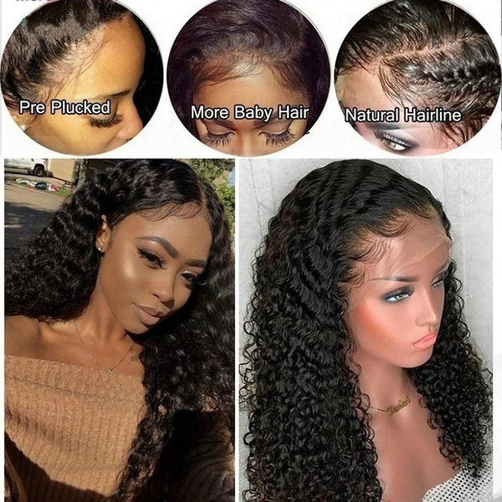 24 Inch Curly Human Hair Lace Front Wig for Women - Glueless 360 Non-Stick Lace Wig with Natural Dark Brown Color | Perfect for Daily Wear, Cosplay & Special Occasions