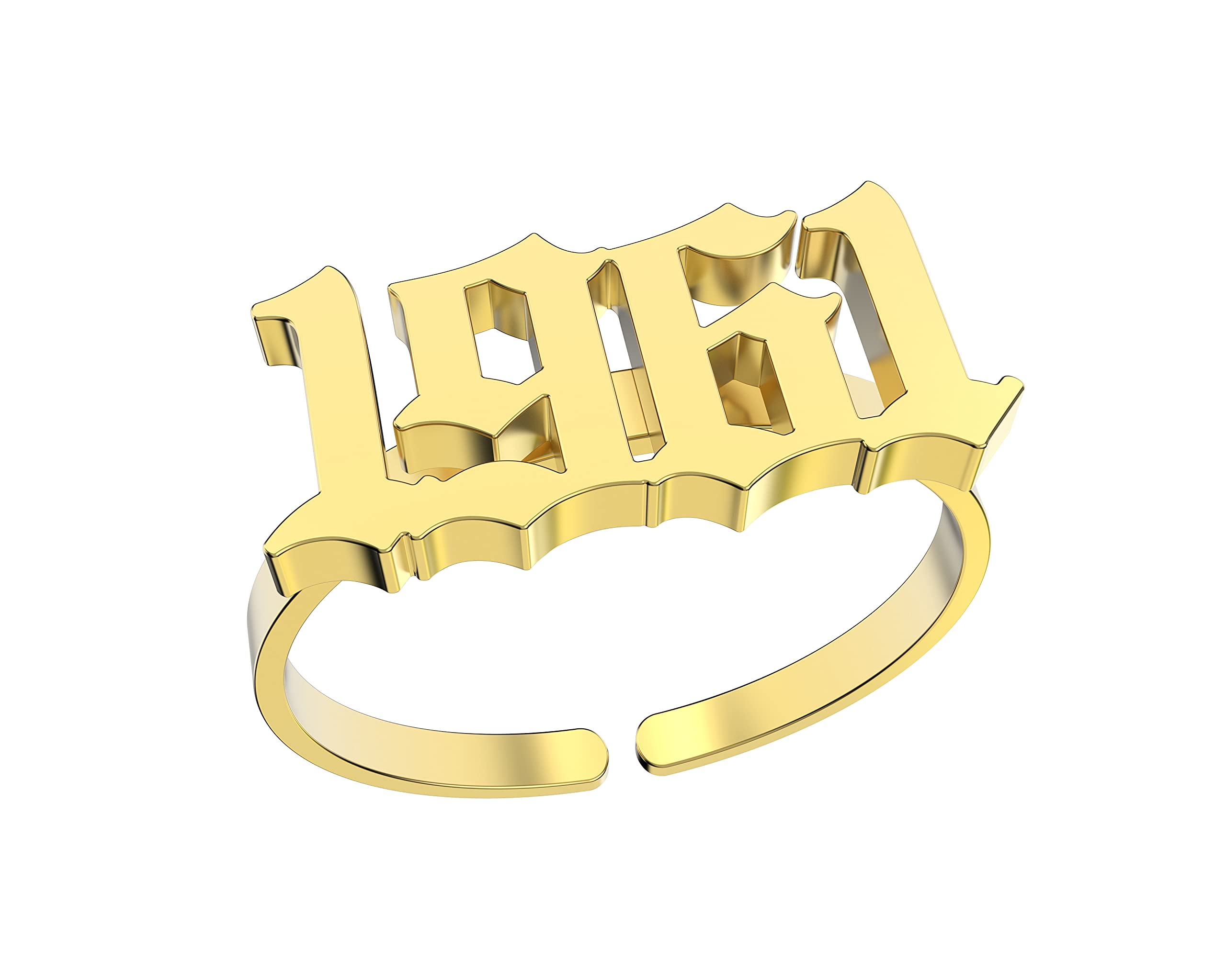 Haobase Stainless Steel Birth Year Rings for Women & Men - Adjustable Gold Wedding Band Jewelry - Perfect for Anniversaries, Engagements & Gifts