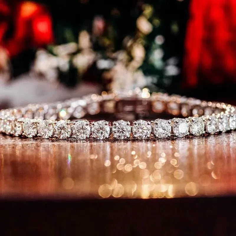 10K Real Gold Moissanite Tennis Bracelet for Women - 2-3mm D Color VVS1 Moissanite Diamond Link Chain Bangle (Passes Diamond Tester) - Perfect Gift for Anniversary, Wedding & Special Occasions