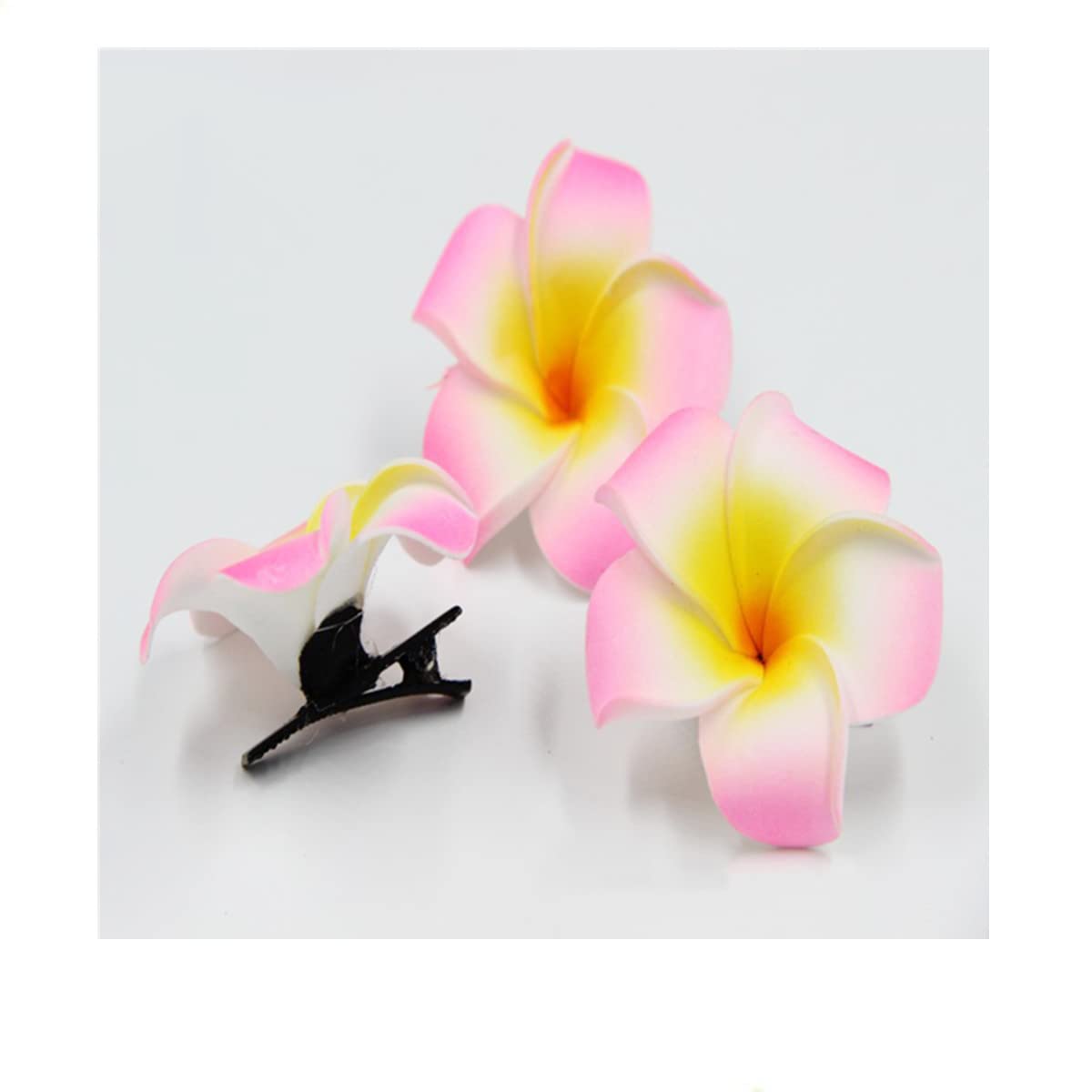12PCS Hawaiian Plumeria Flower Hair Clips - Bohemian Foam Hair Accessories for Women, Bridal Wedding Party & Beach Vacation (Rose Red) | Perfect for Summer Outfits, Tropical Vacations & Boho Fashion Styles