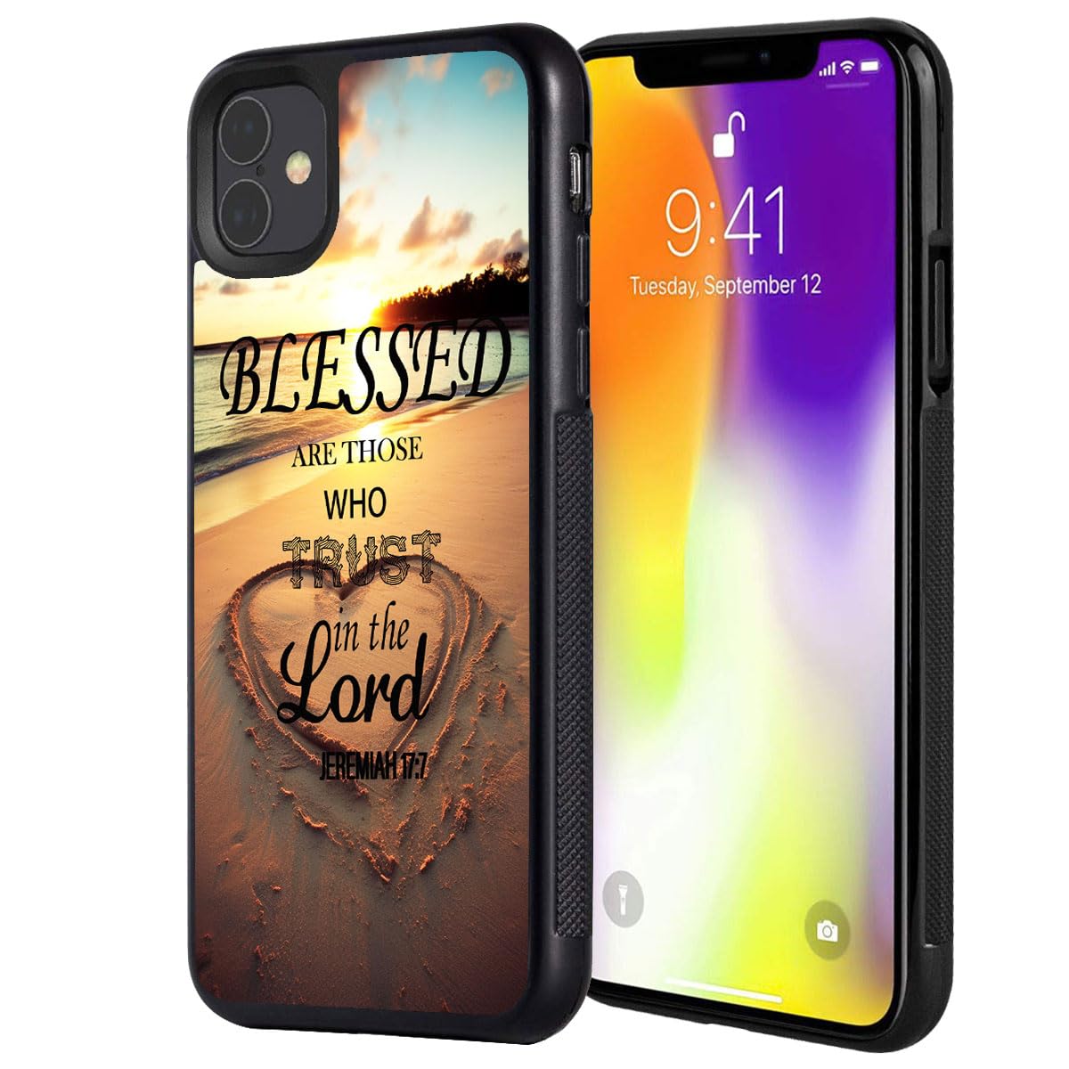 iPhone 11 Case with Bible Verse Jeremiah 17:7 - Sea Beach Design, Anti-Scratch & Shockproof TPU+PC Protective Cover for iPhone 11 (6.1-inch, 2019 Model) - Perfect for Daily Use, Travel & Religious Inspiration