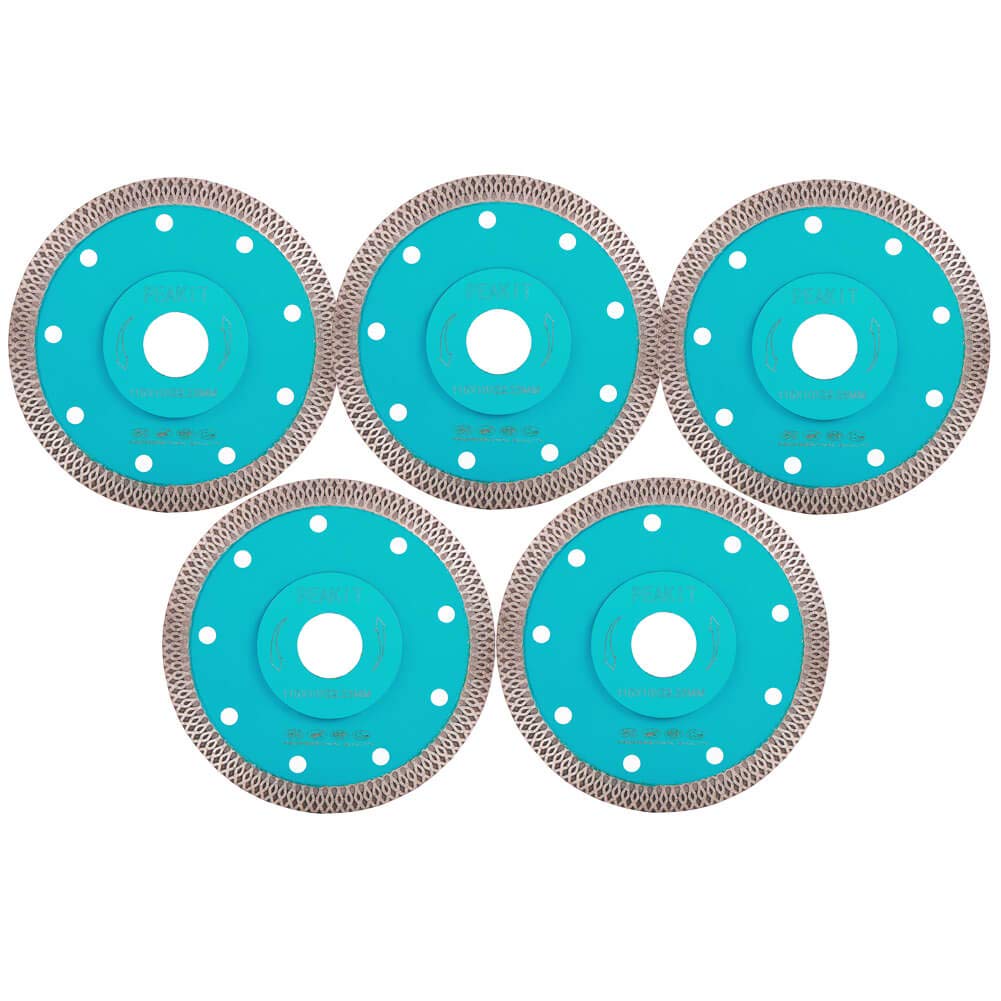 4.5 Inch Ultra Thin Diamond Tile Blade - 5 Pack Porcelain & Ceramic Cutting Disc for Angle Grinder - Perfect for Bathroom Renovation, Kitchen Backsplash & Floor Tile Installation
